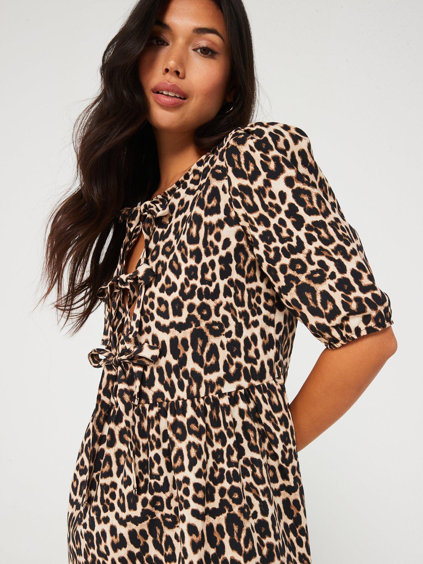 Leopard print tie front dress hotsell