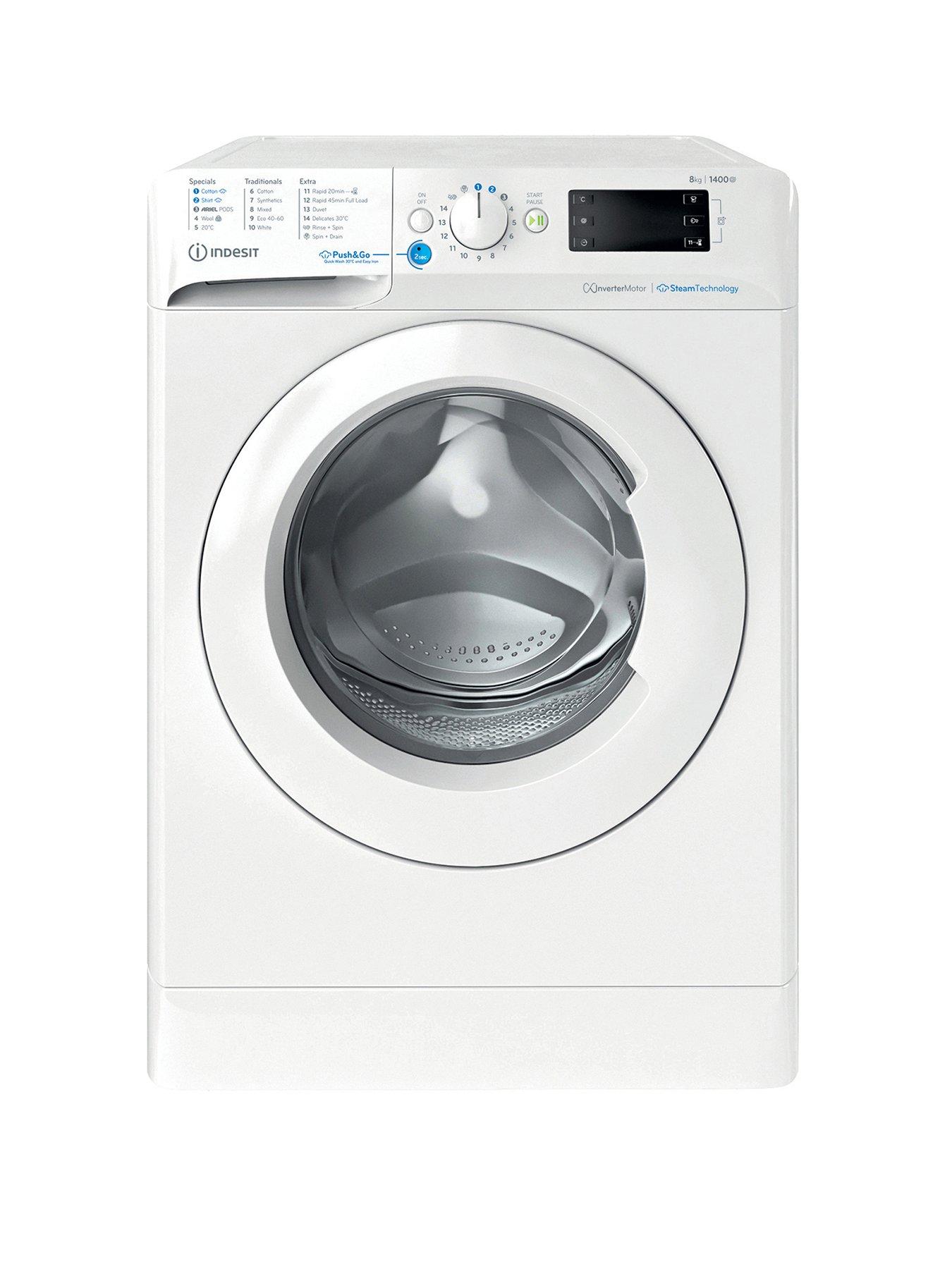 undefined Innex Steam Push & Go BWE81496XWVUK 8kg Load, 1400 Spin Washing Machine - White