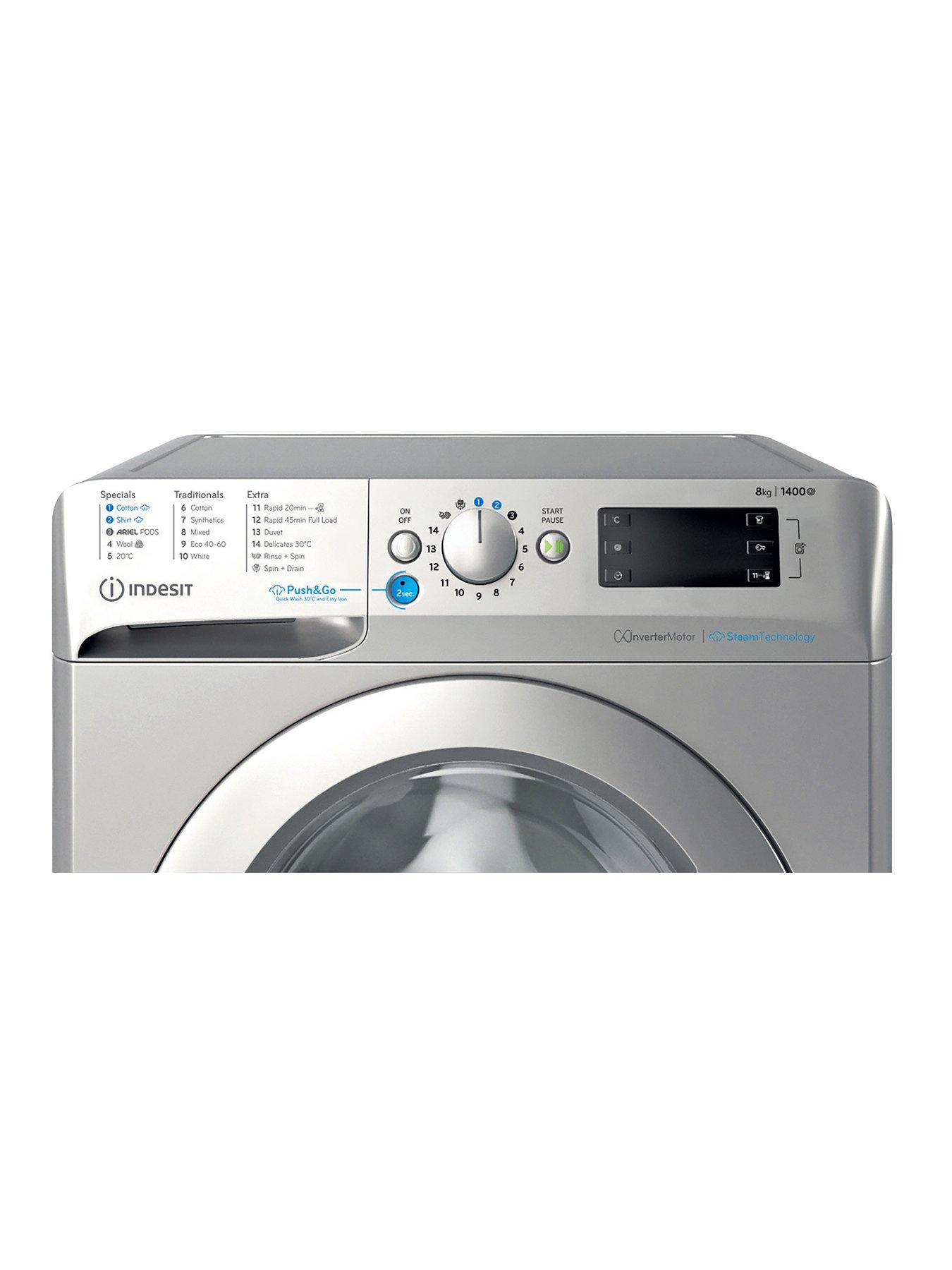 Image 2 of 6 of Indesit Innex Steam Push&amp;Go BWE81496XSVUK 8kg Load, 1400 Spin Washing Machine - Silver