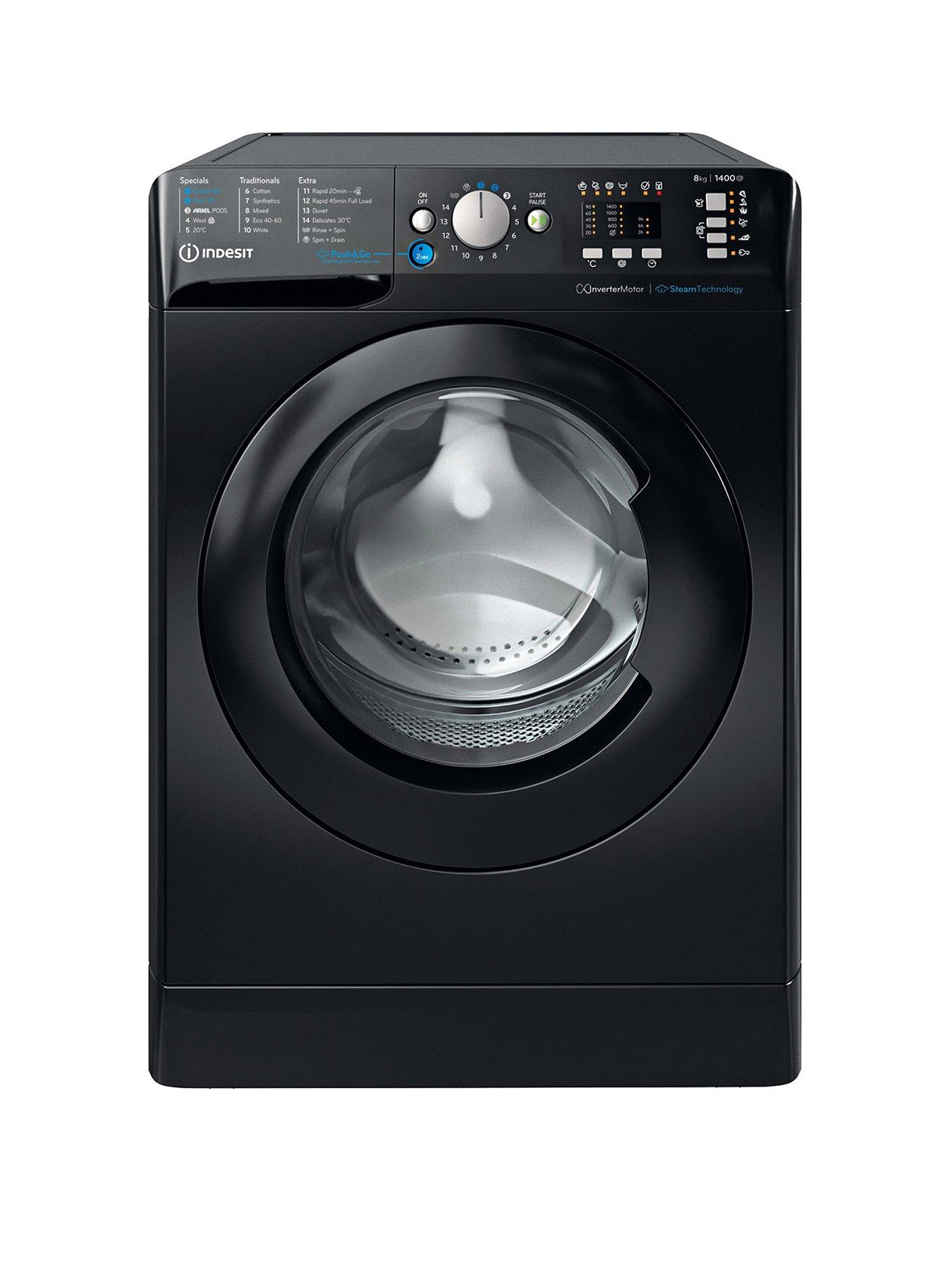 undefined Innex Steam Push & Go BWA81496XKVUK 8kg Load, 1400 Spin Washing Machine - Black