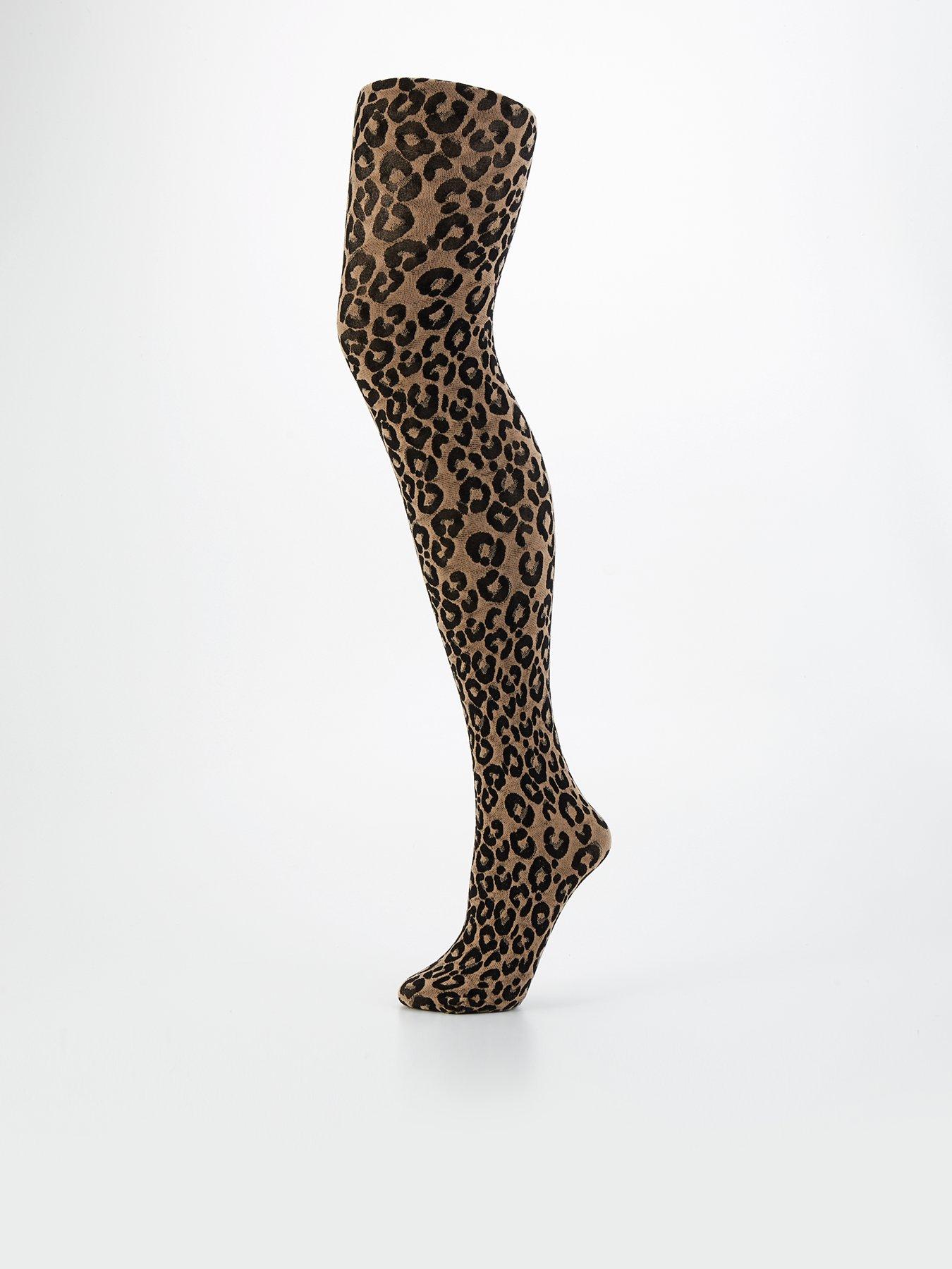 V By Very Coloured Leopard Print Tights