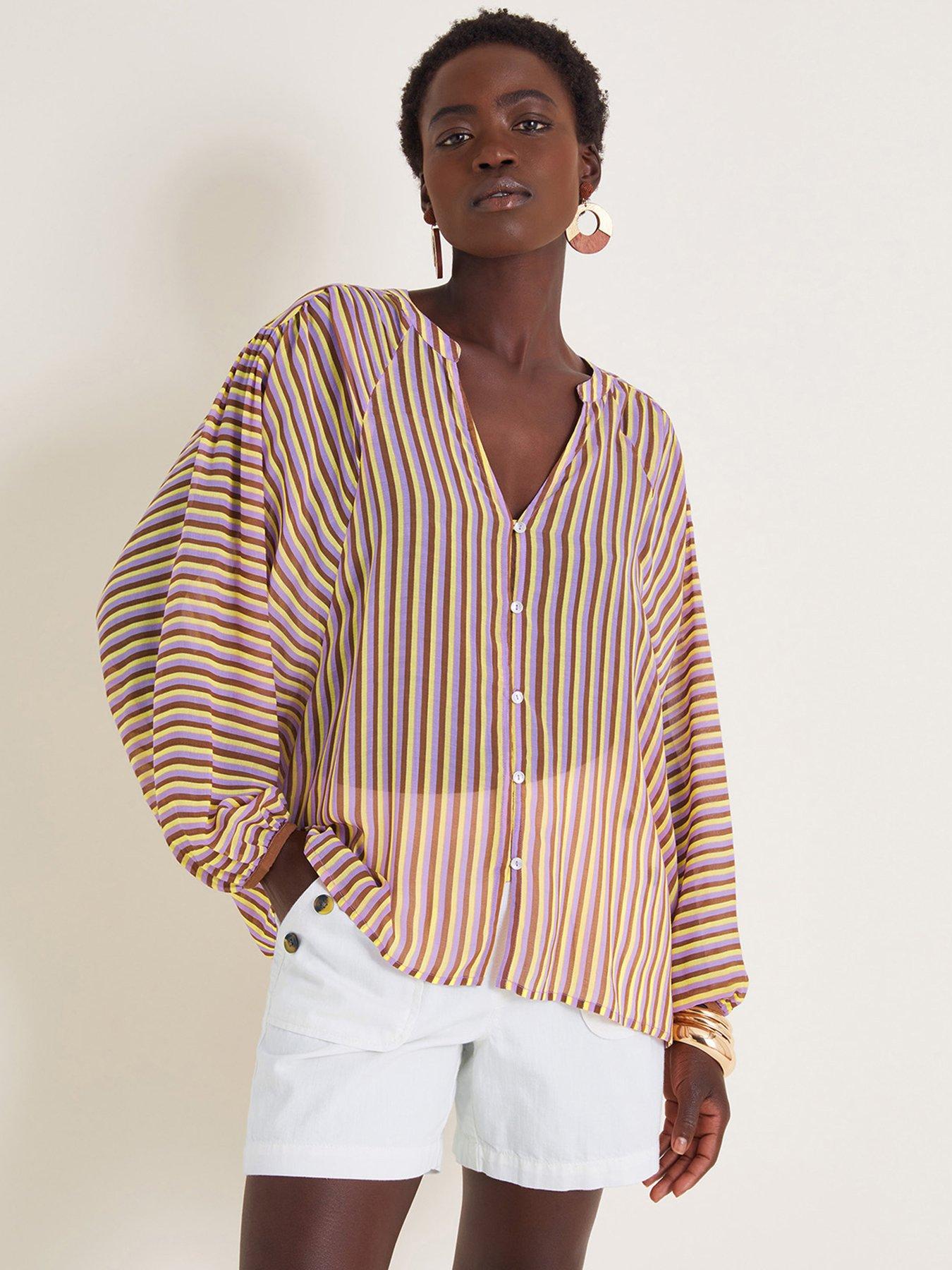 Monsoon Yazmin Stripe Blouse - Brown
