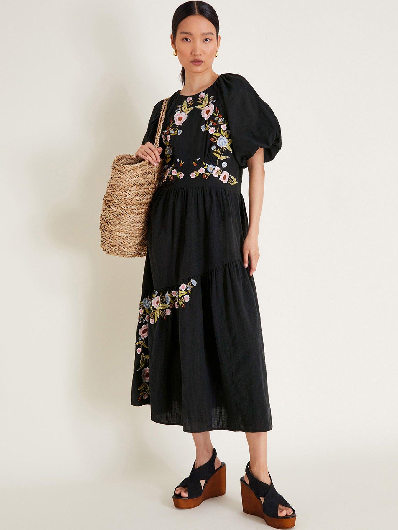 Monsoon Margot Dress MONSOON Margot Gold-Embroidered Maxi Dress UK 22 Birds