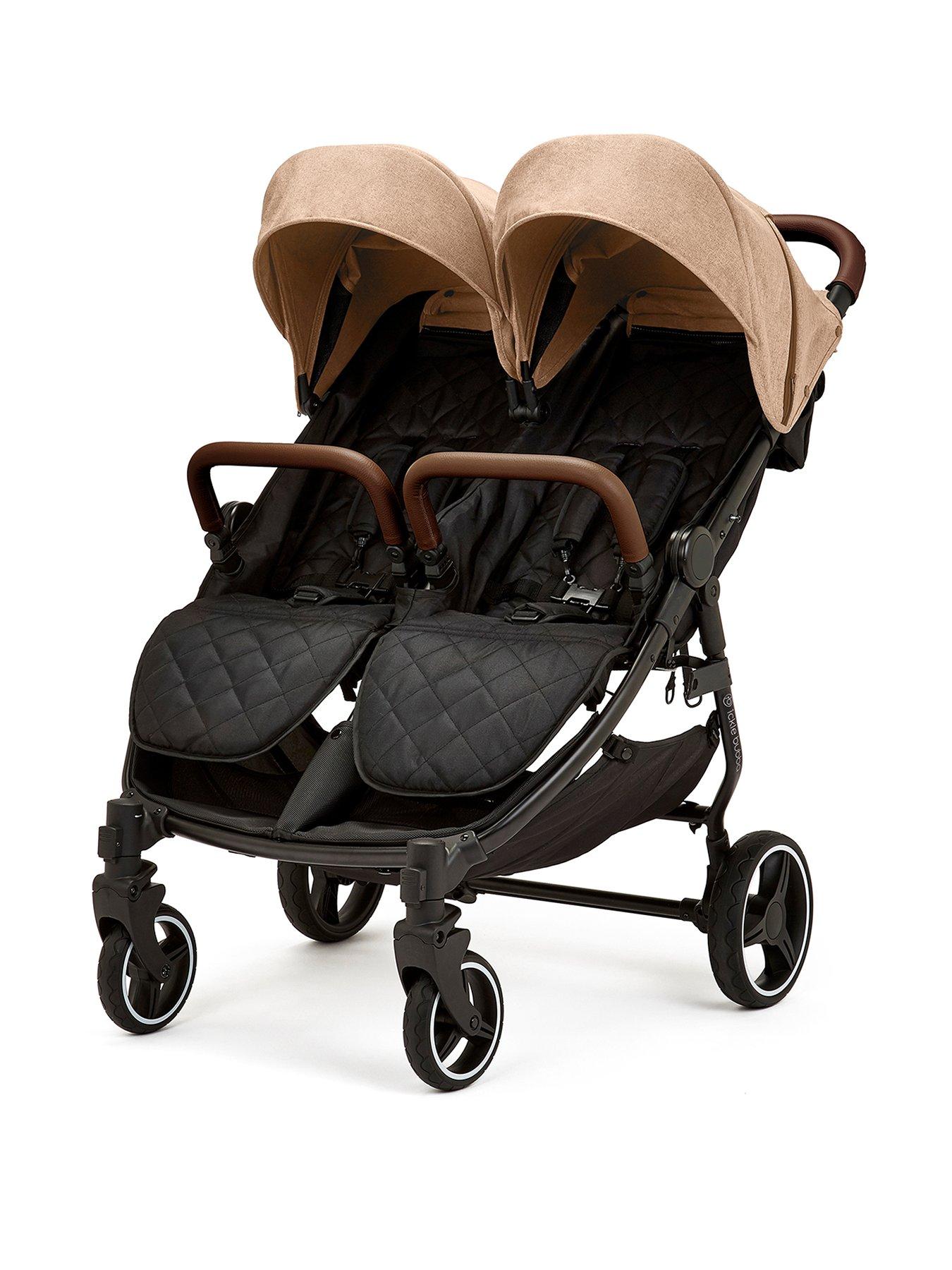 Image 2 of 7 of Ickle Bubba Venus Max Double Stroller - Black / Biscuit / Tan