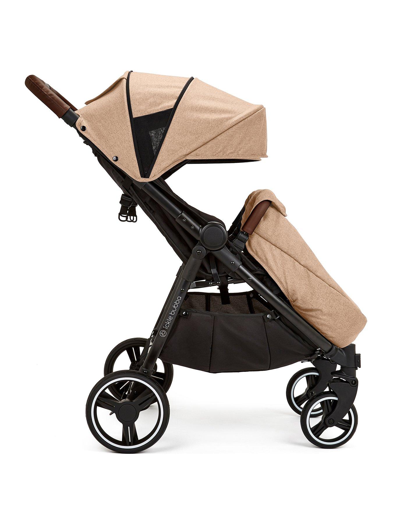 Image 3 of 7 of Ickle Bubba Venus Max Double Stroller - Black / Biscuit / Tan