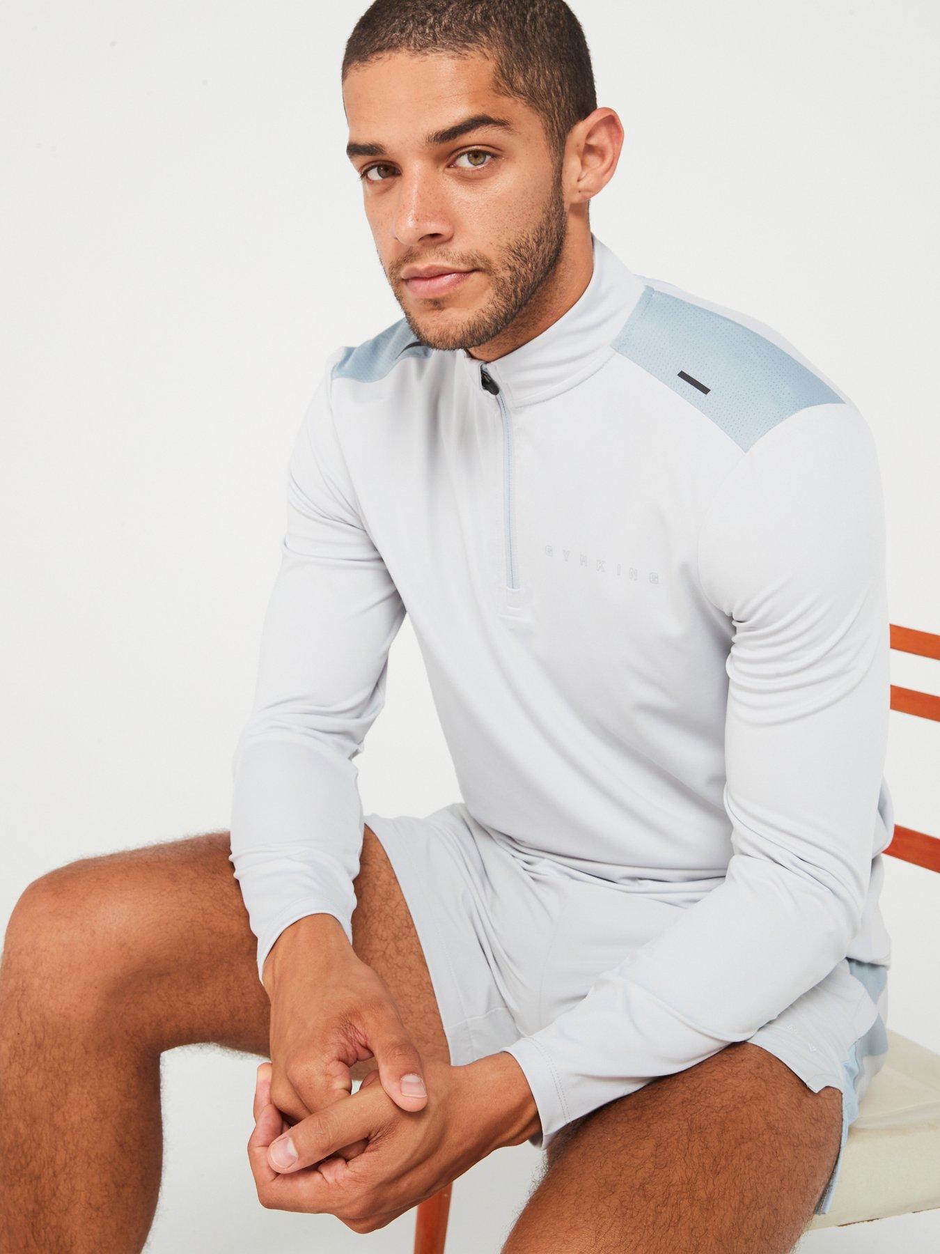 undefined Men's React 1/4 Zip Top - Light Grey