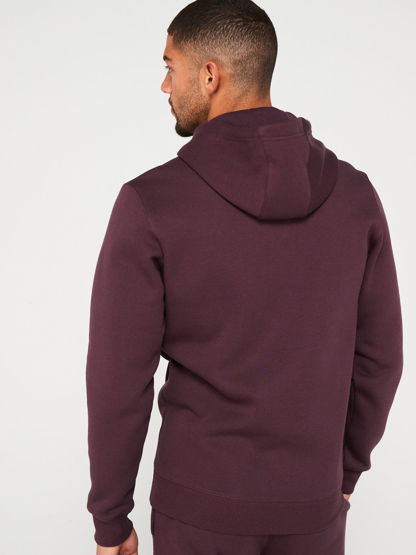 Mens Fundamental Fleed Hood Burgundy