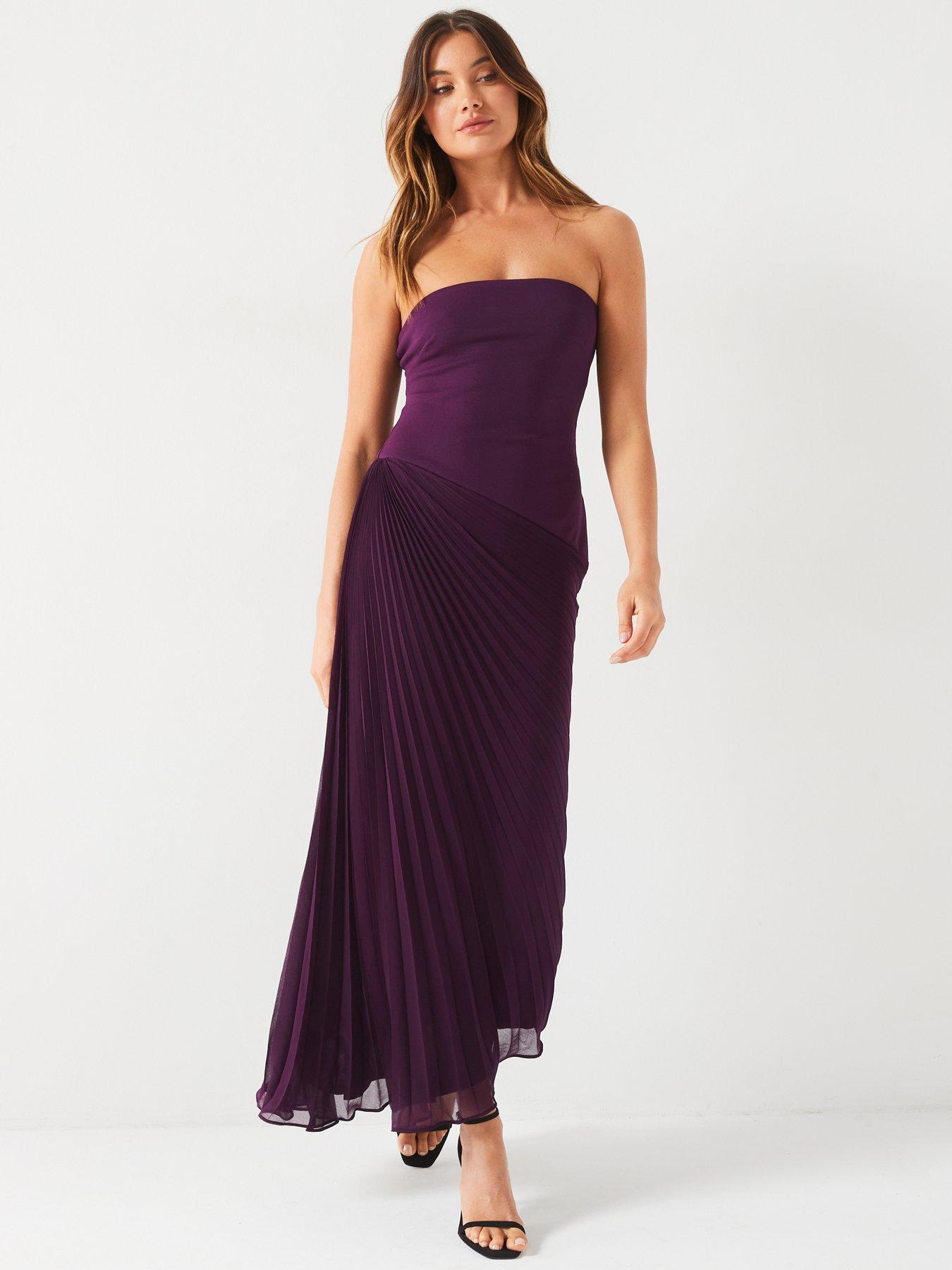 undefined Pleated Skirt Bandeau Maxi Dress - Purple