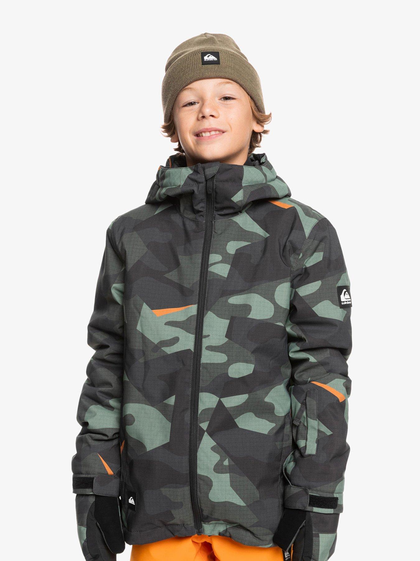 Quiksilver Boys Mission Printed Ski Jacket - Camo, Green Camo, Size 10 Years