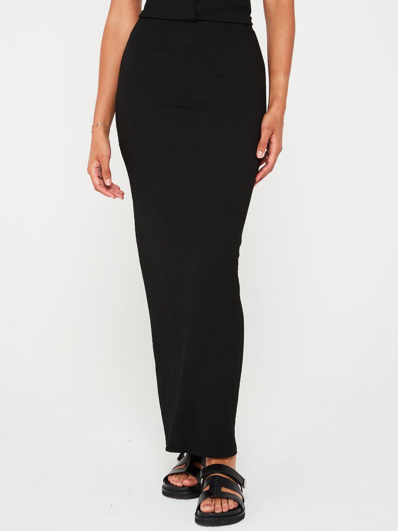 undefined Crinkle Midi Skirt - Black