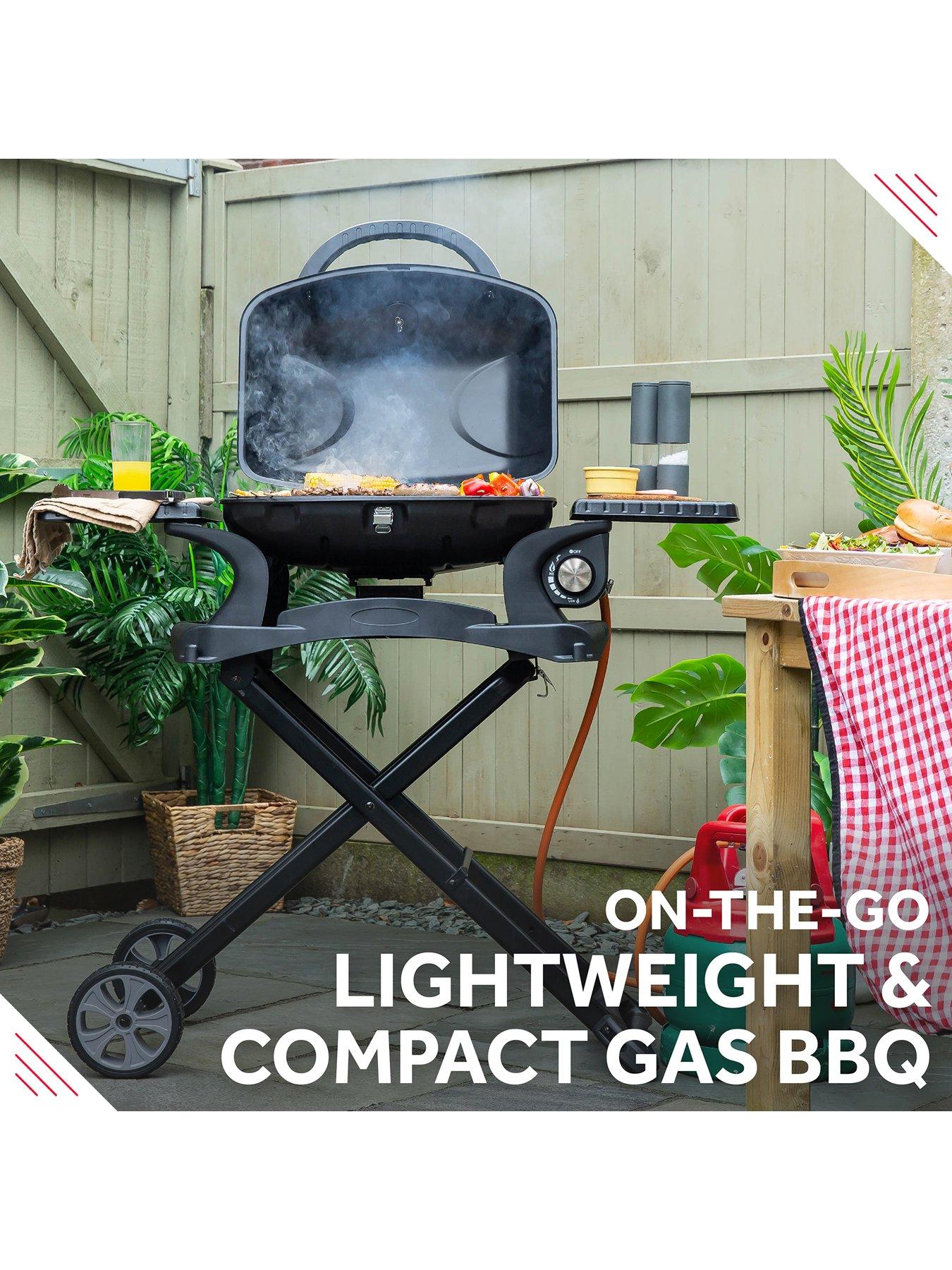 Foreman GFSBBQ1TR Portable Gas BBQ 1 Burner with side shelves