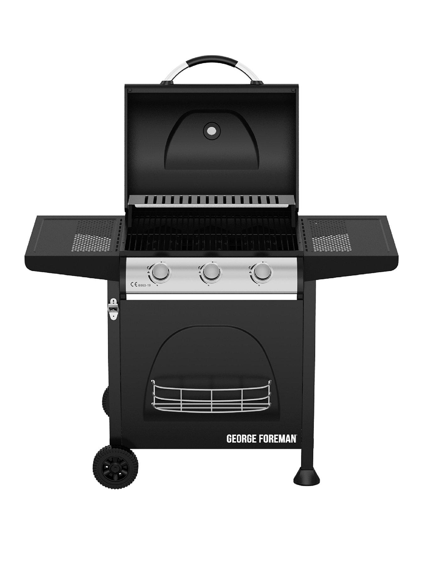 George Foreman GFGBBQ3B-N 3-Burner Gas BBQ - Black