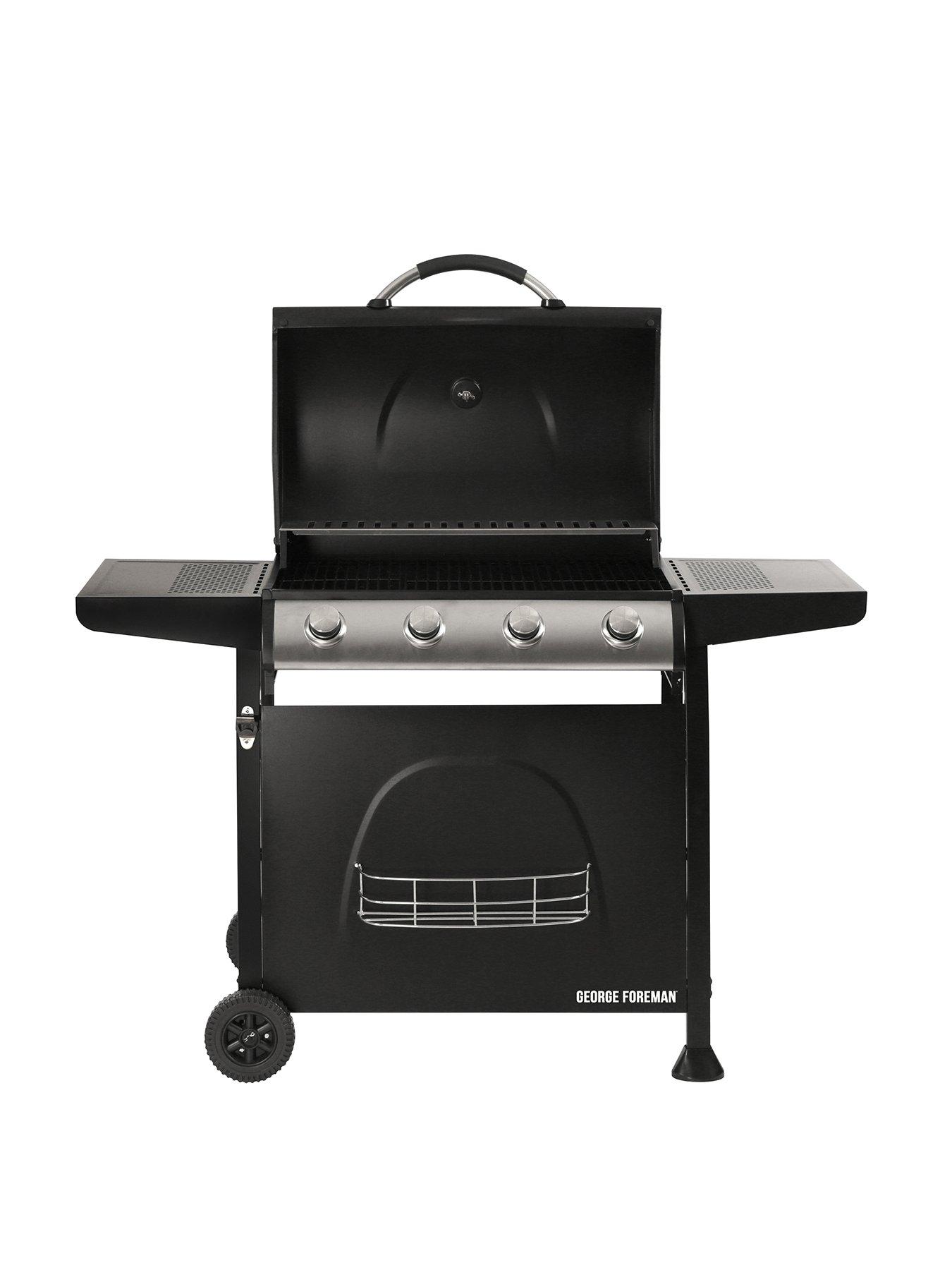 George Foreman GFGBBQ4B-N 4-Burner Gas BBQ - Black