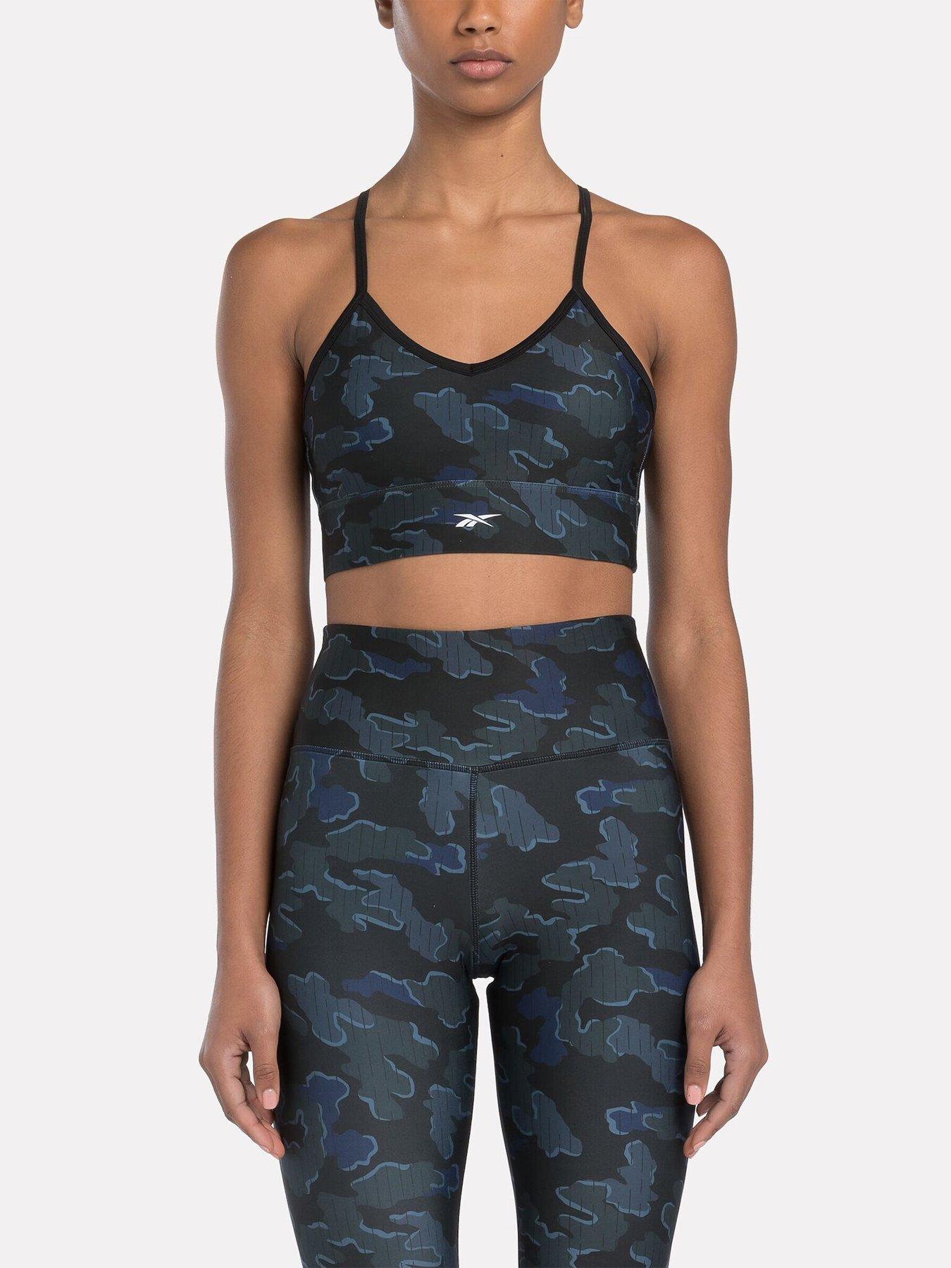 undefined Womens Training Id Train Camo Low Support Sports Bra - Black