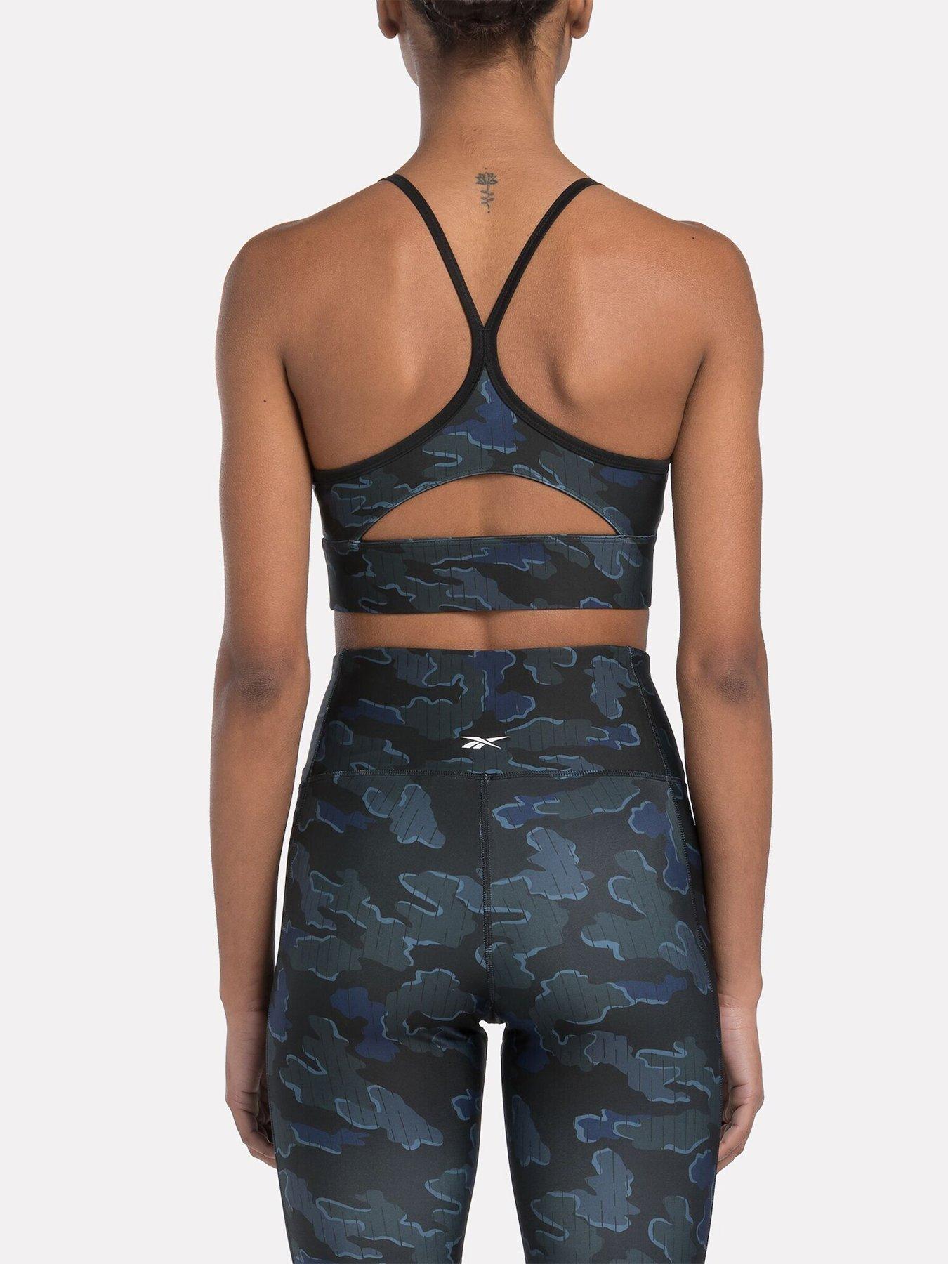 Image 2 of 6 of Reebok Womens Training Id Train Camo Low Support Sports Bra - Black