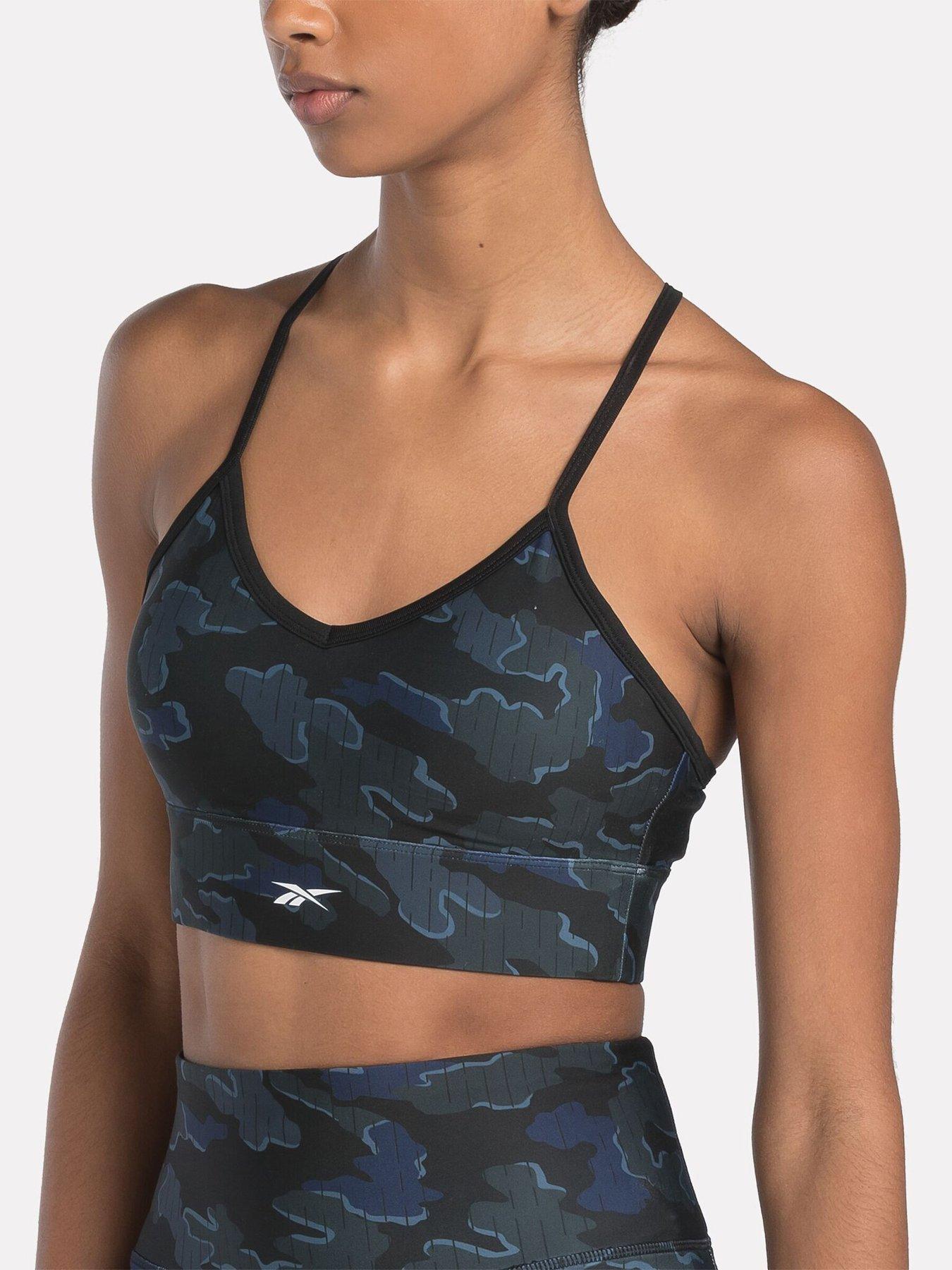 Image 4 of 6 of Reebok Womens Training Id Train Camo Low Support Sports Bra - Black