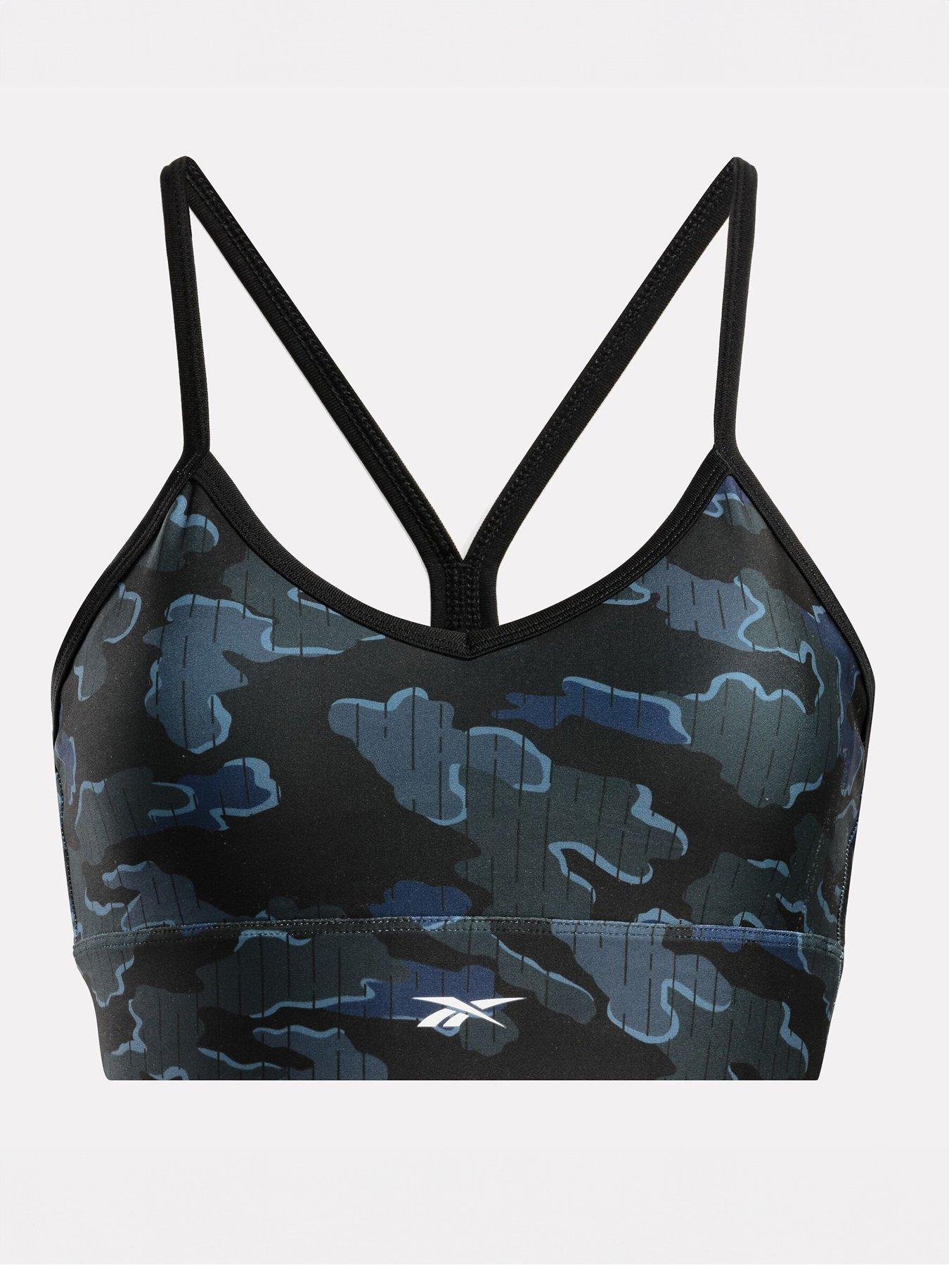 Image 6 of 6 of Reebok Womens Training Id Train Camo Low Support Sports Bra - Black