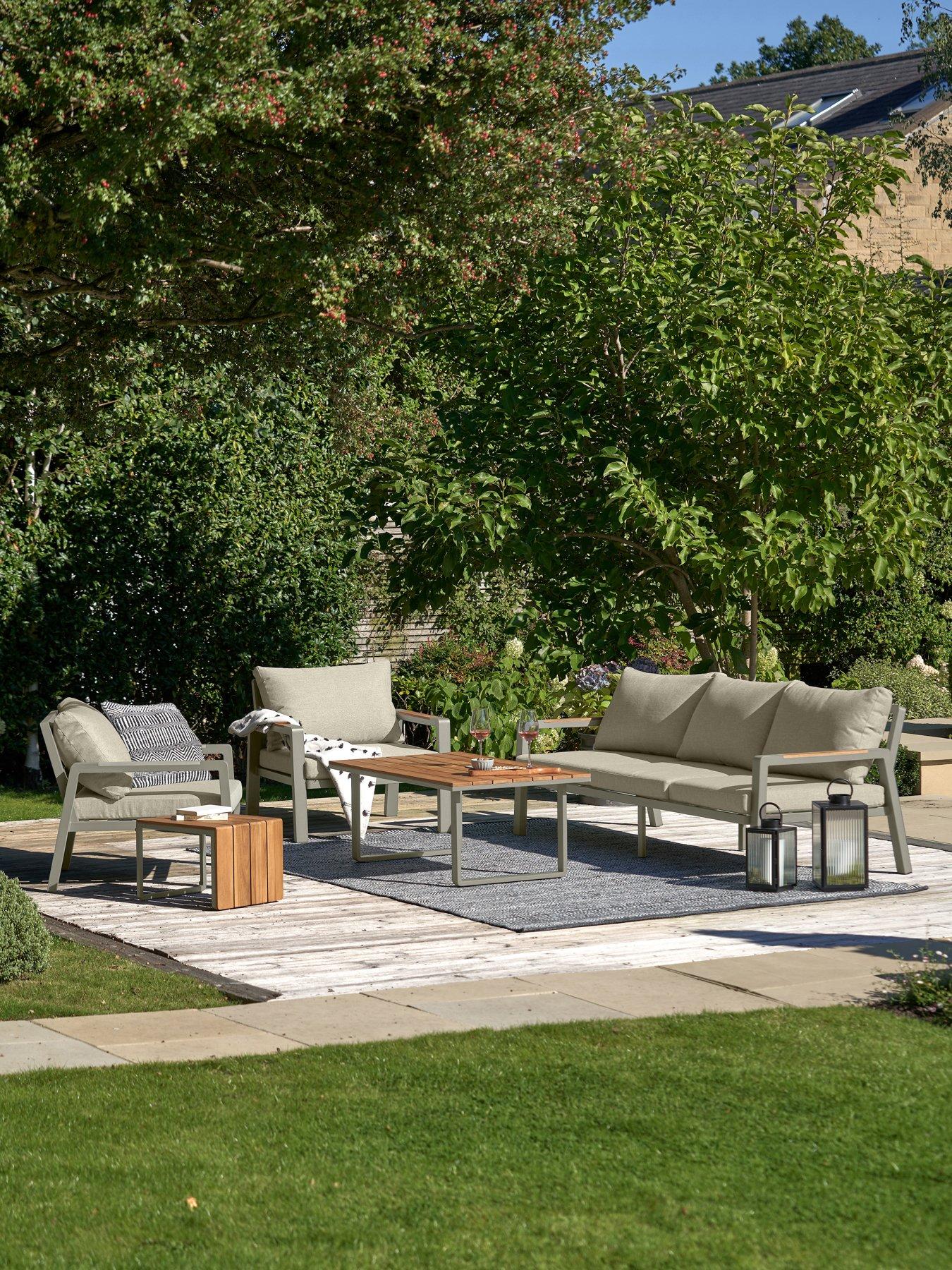 Product photograph of Pacific Lifestyle Stockholm Limestone Outdoor Seating Set from very.co.uk