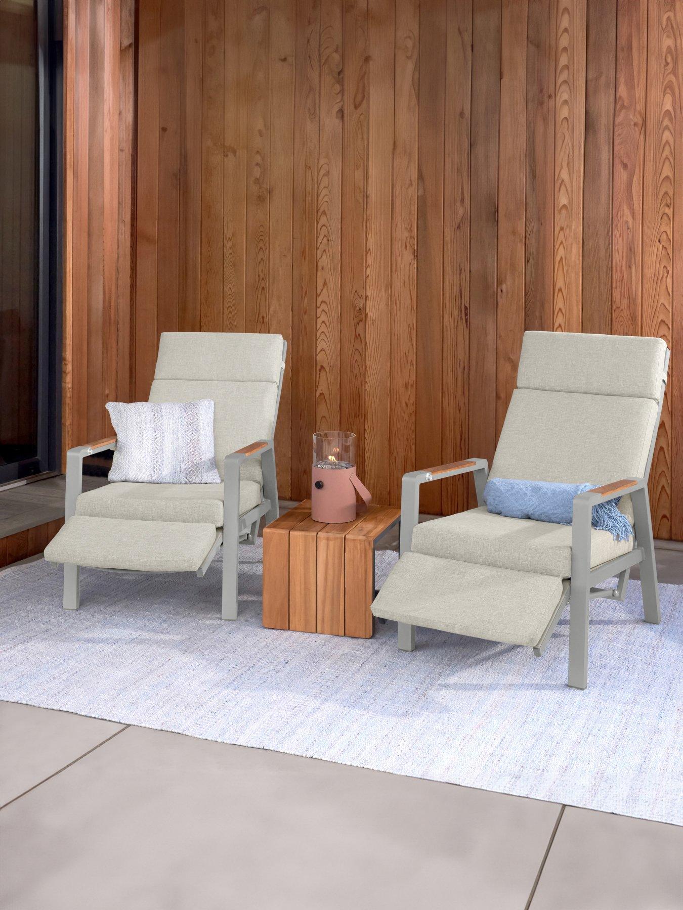 Product photograph of Pacific Lifestyle Stockholm Limestone Outdoor Recliner Set from very.co.uk