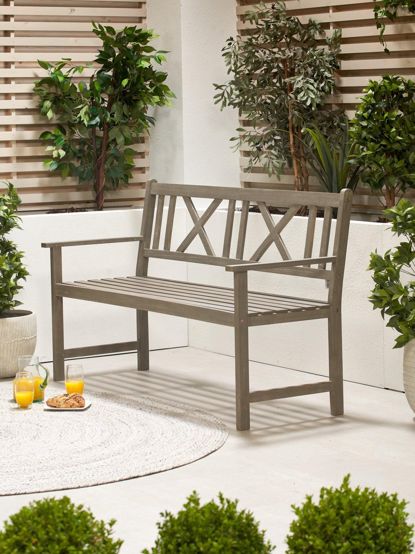 Pacific Lifestyle Cambridge Antique Grey Outdoor 3 Seater Acacia Wood Bench