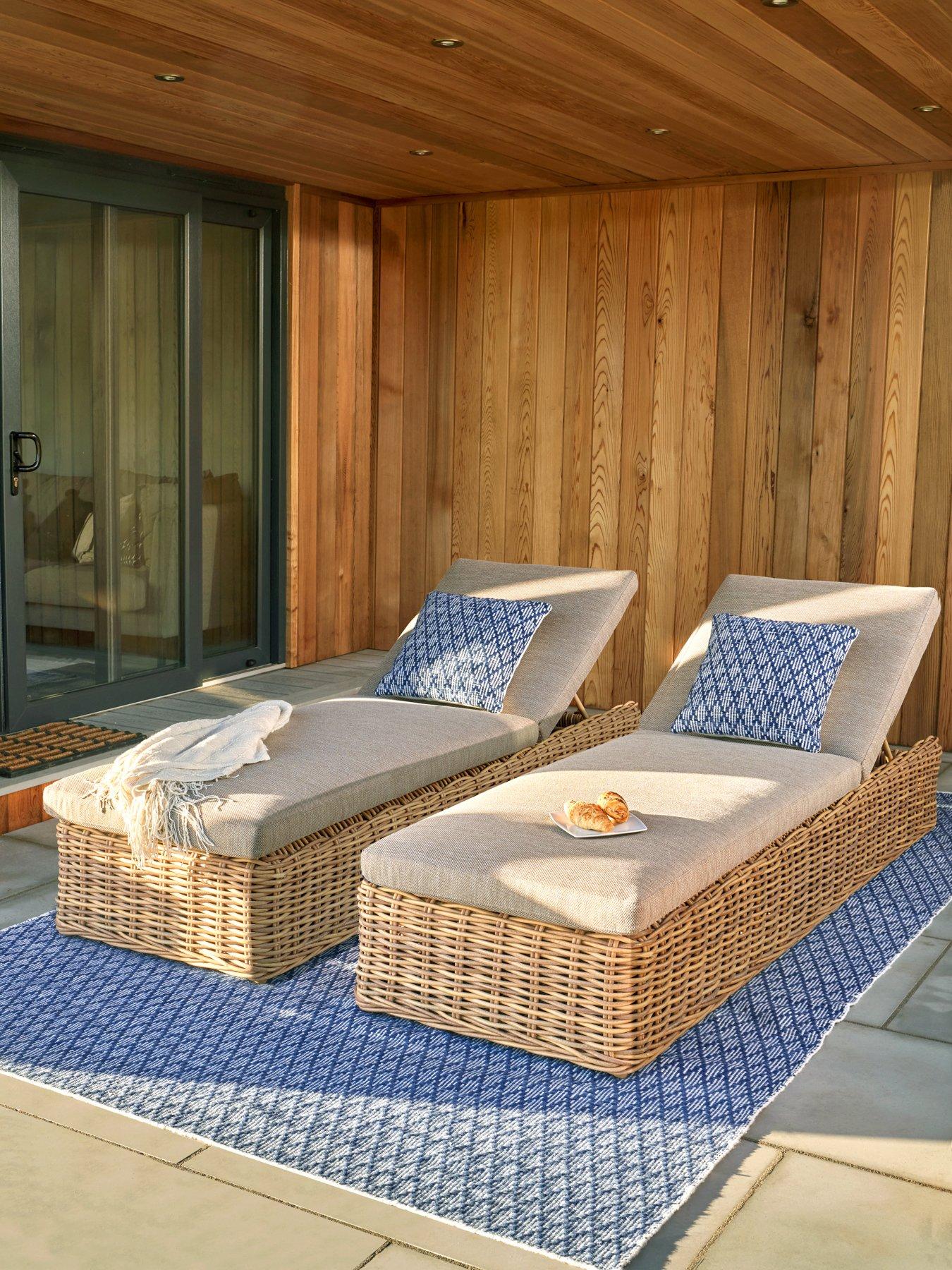 Product photograph of Pacific Lifestyle Garda Natural Antique Outdoor Sunlounger from very.co.uk