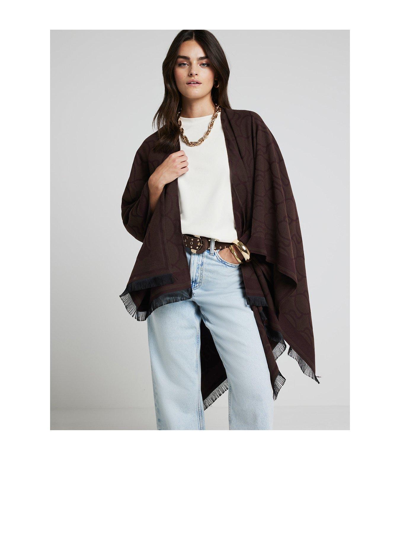River Island Monogram Cape Dark Brown Very