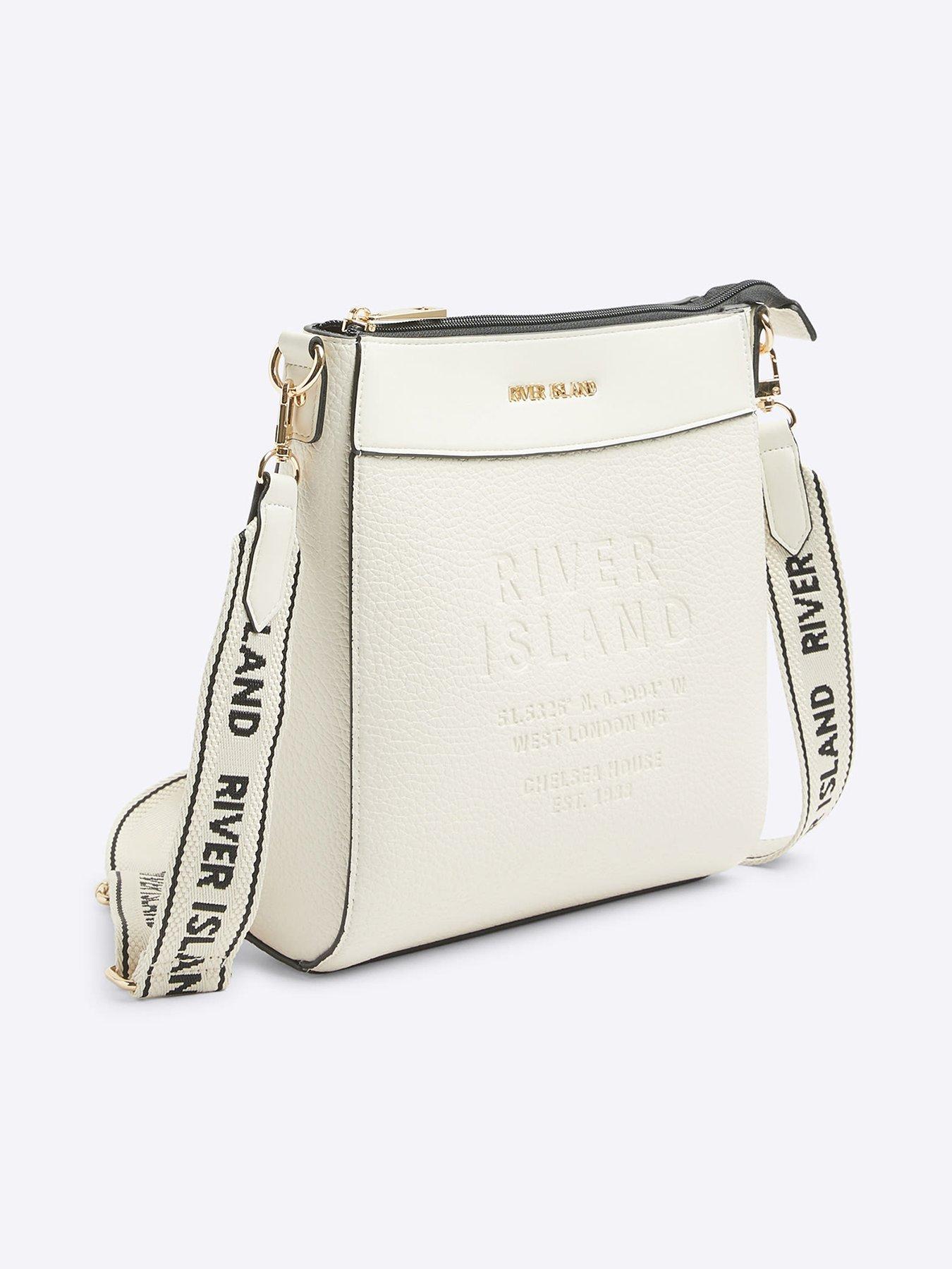 Image 3 of 5 of River Island Debossed Messenger Bag - Cream