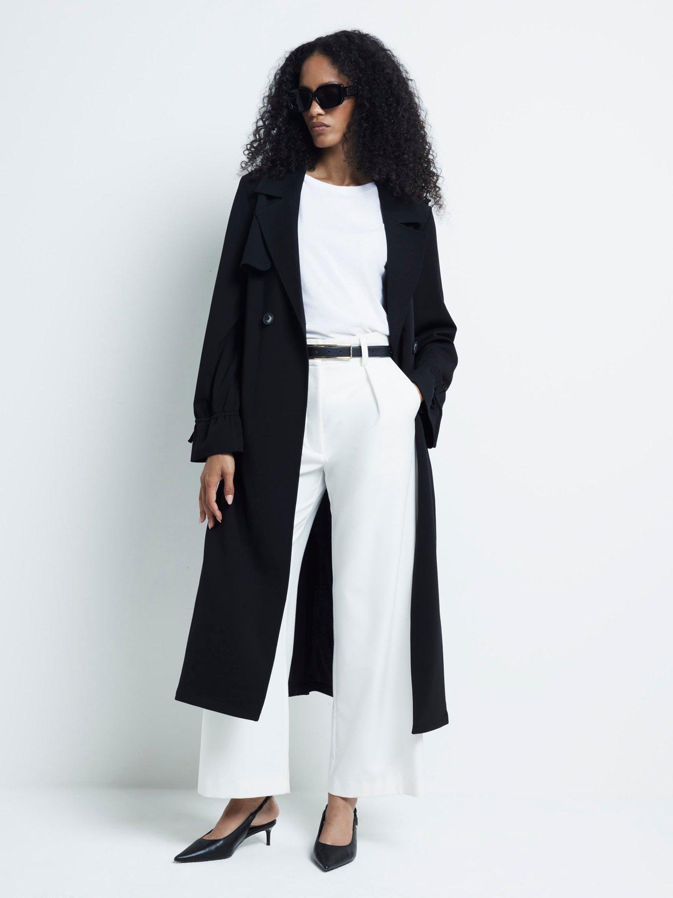 Tie Cuff Duster Coat Black