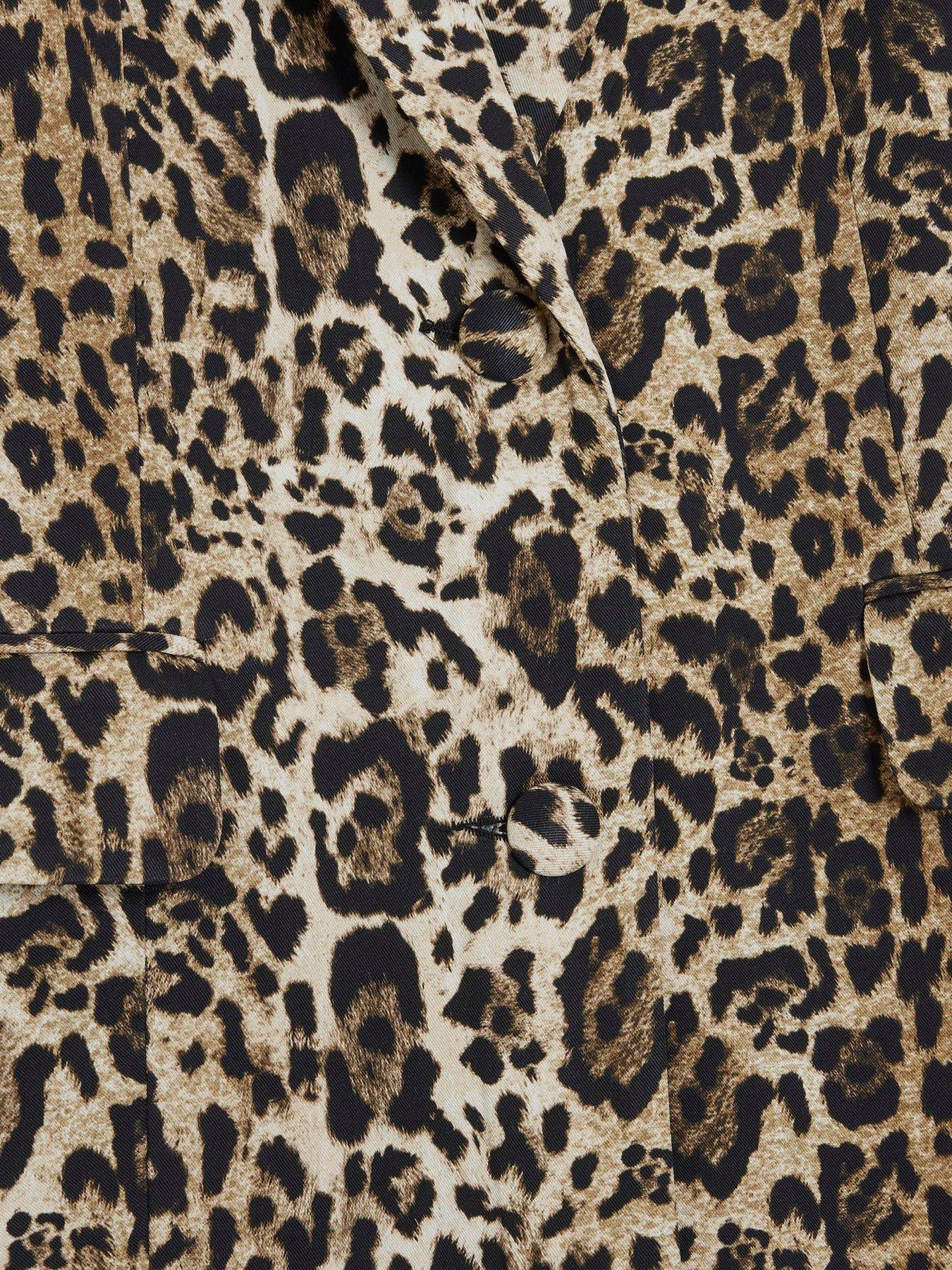 River Island Leopard Oversized Blazer Light Brown Very
