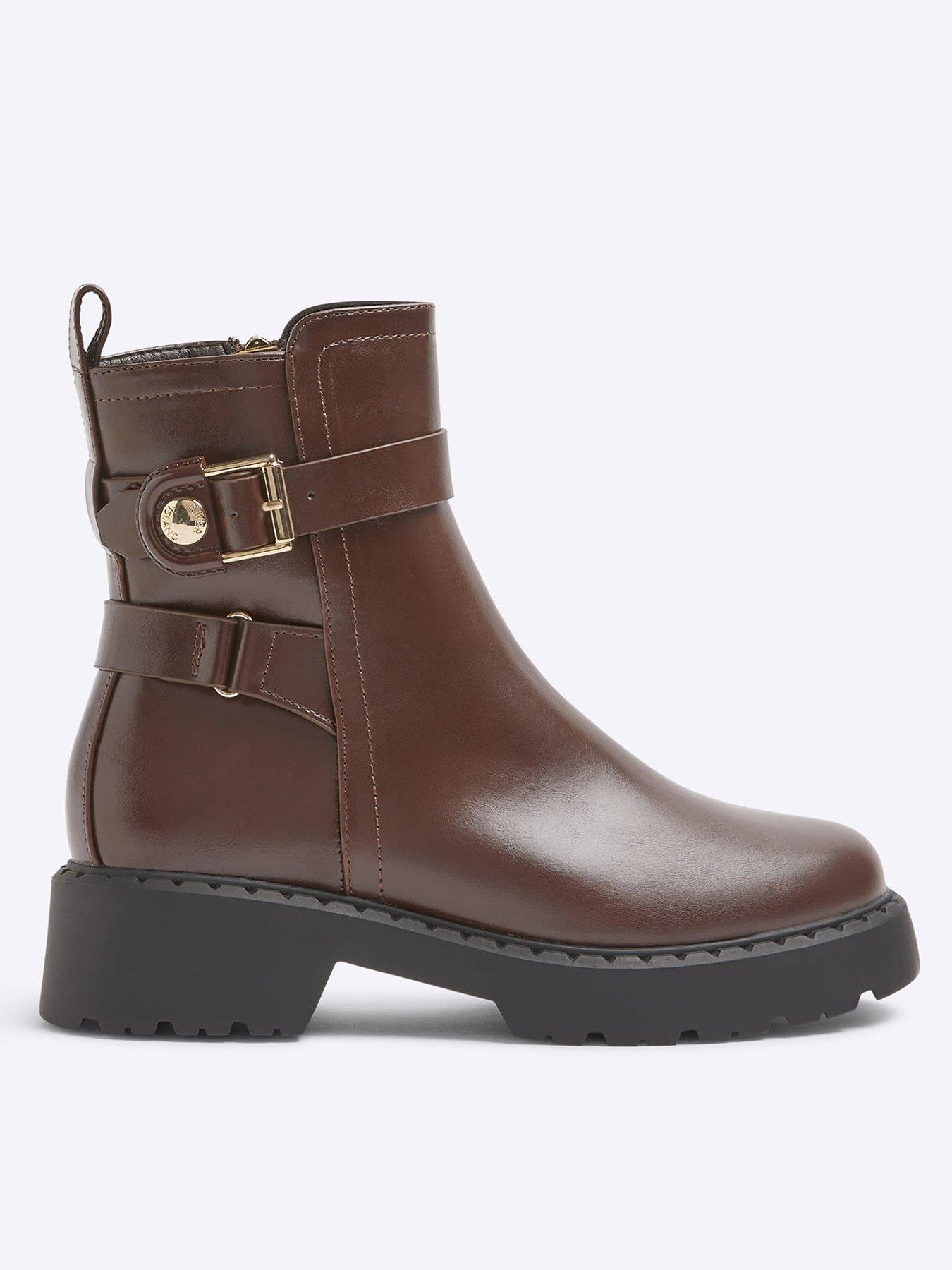 undefined Chunky Buckled Ankle Boots - Brown