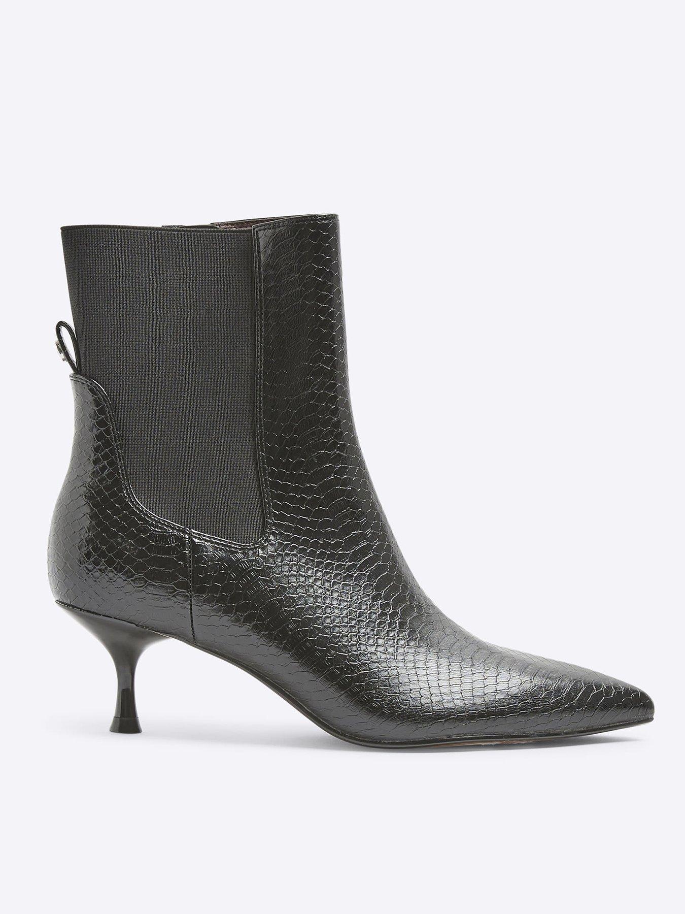 undefined Kitten Heel Ankle Boots - Black