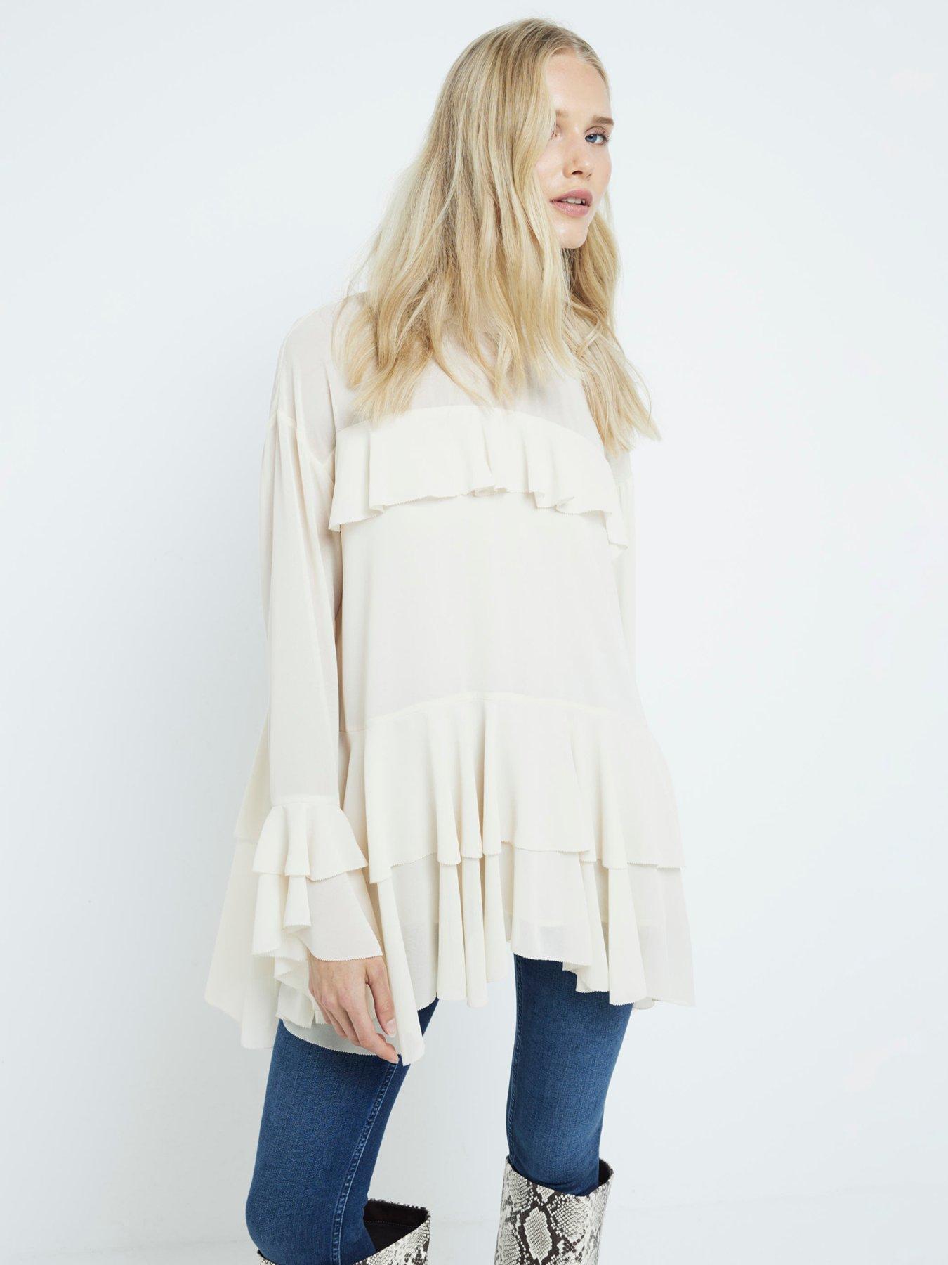 undefined Ruffle Detail Blouse - Cream