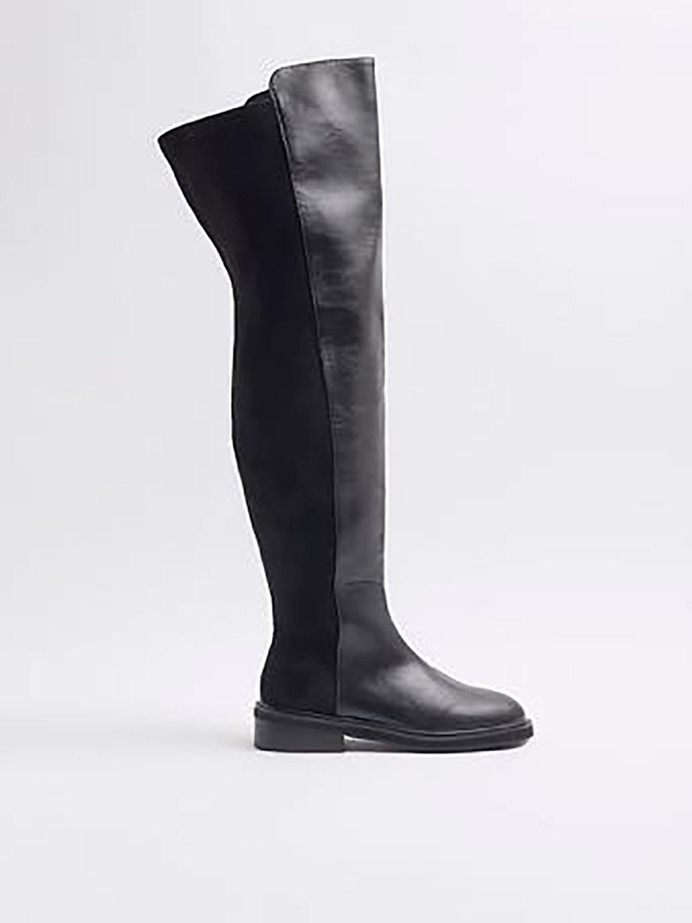 undefined Flat High Leg Boot - Black