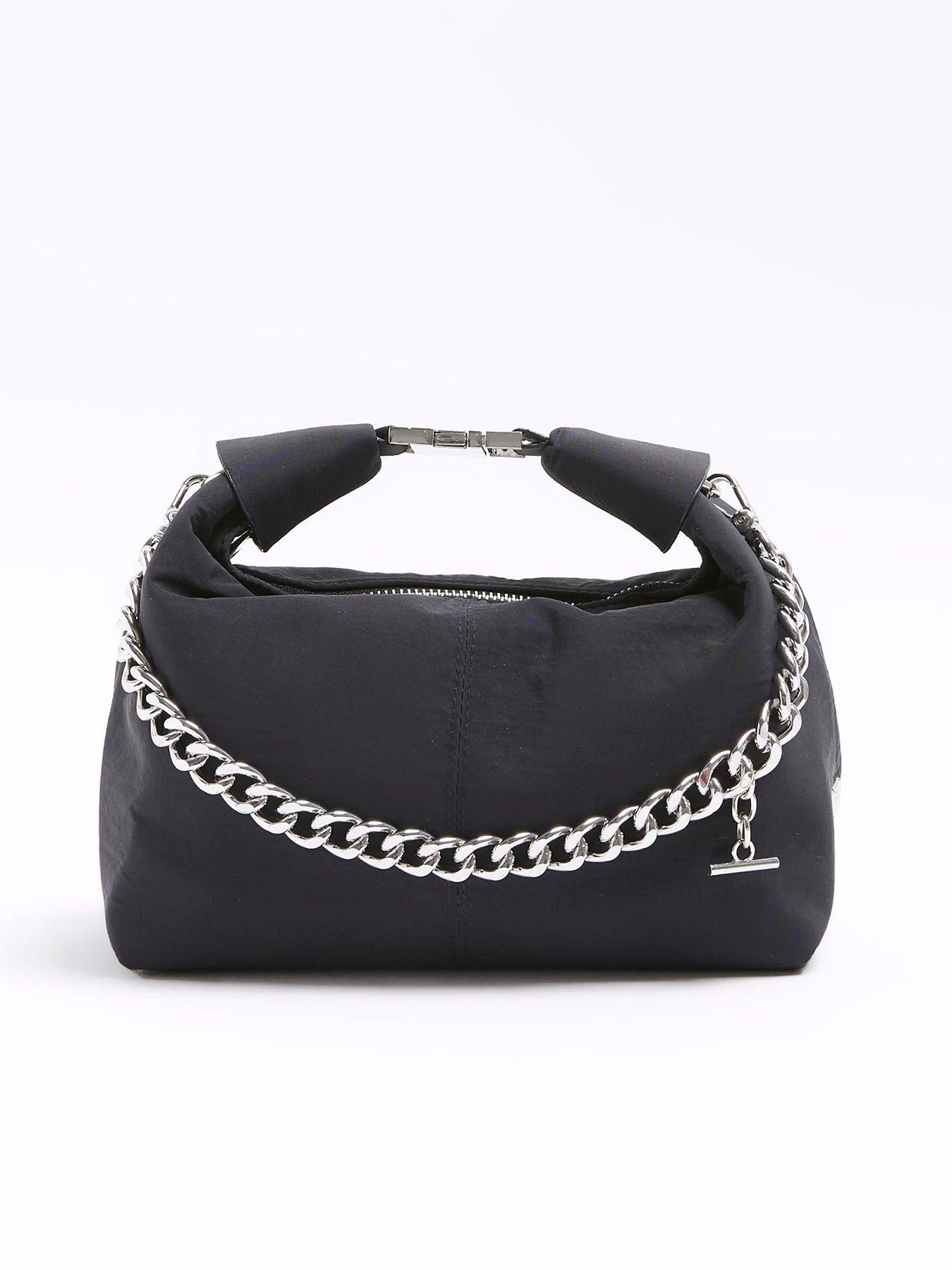 River island black chain slouch bag online