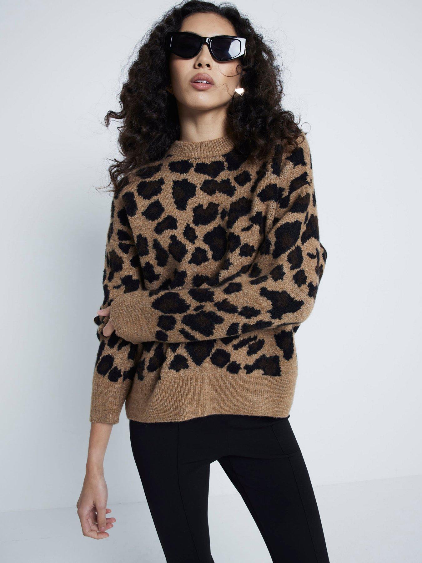 undefined Leopard Print Jumper - Brown