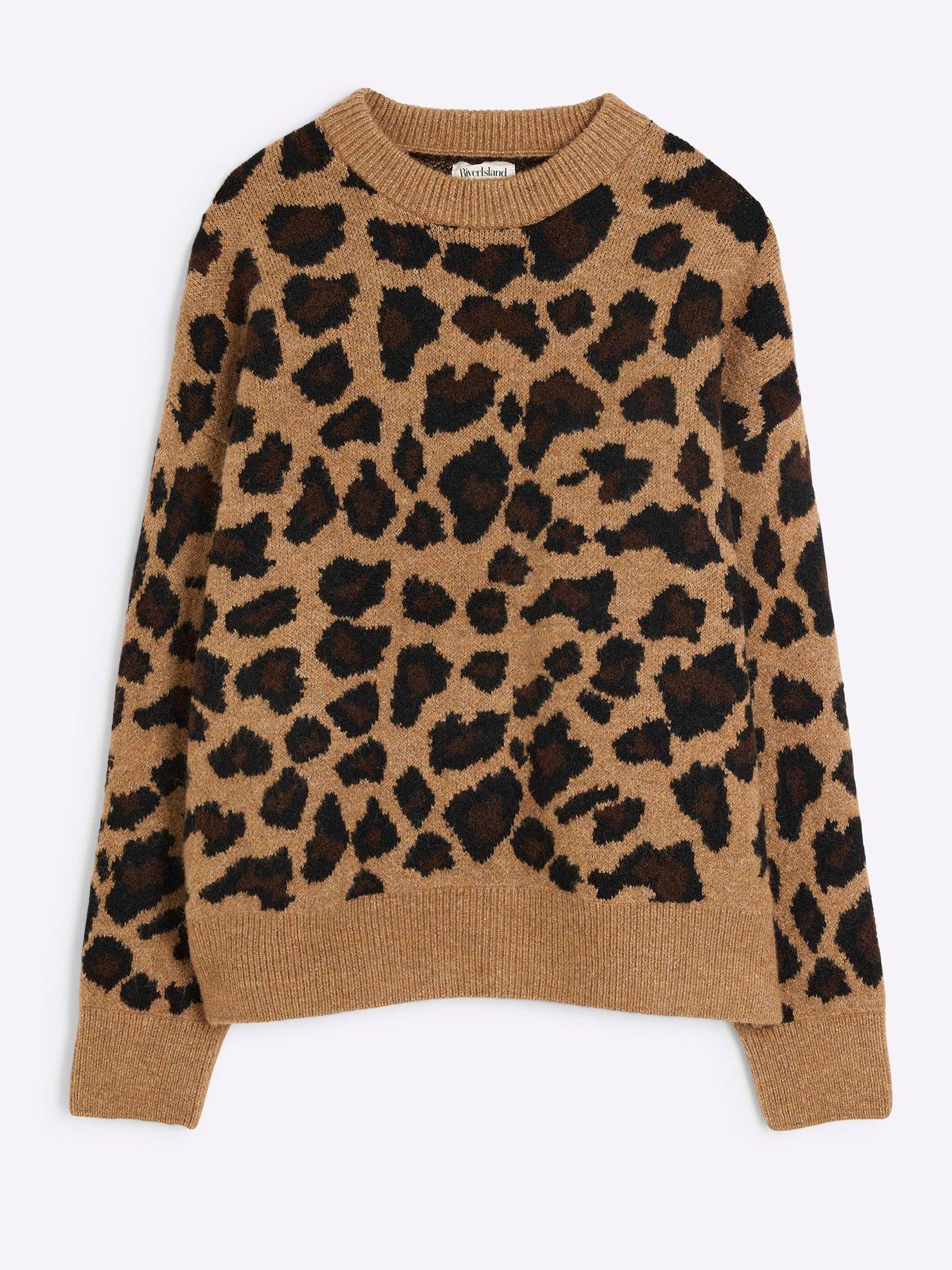 River Island Leopard Print Jumper Brown Very