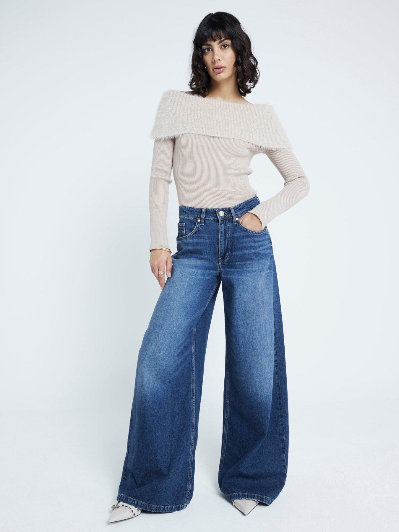 River Island Bardot Fluffy Jumper Beige Very