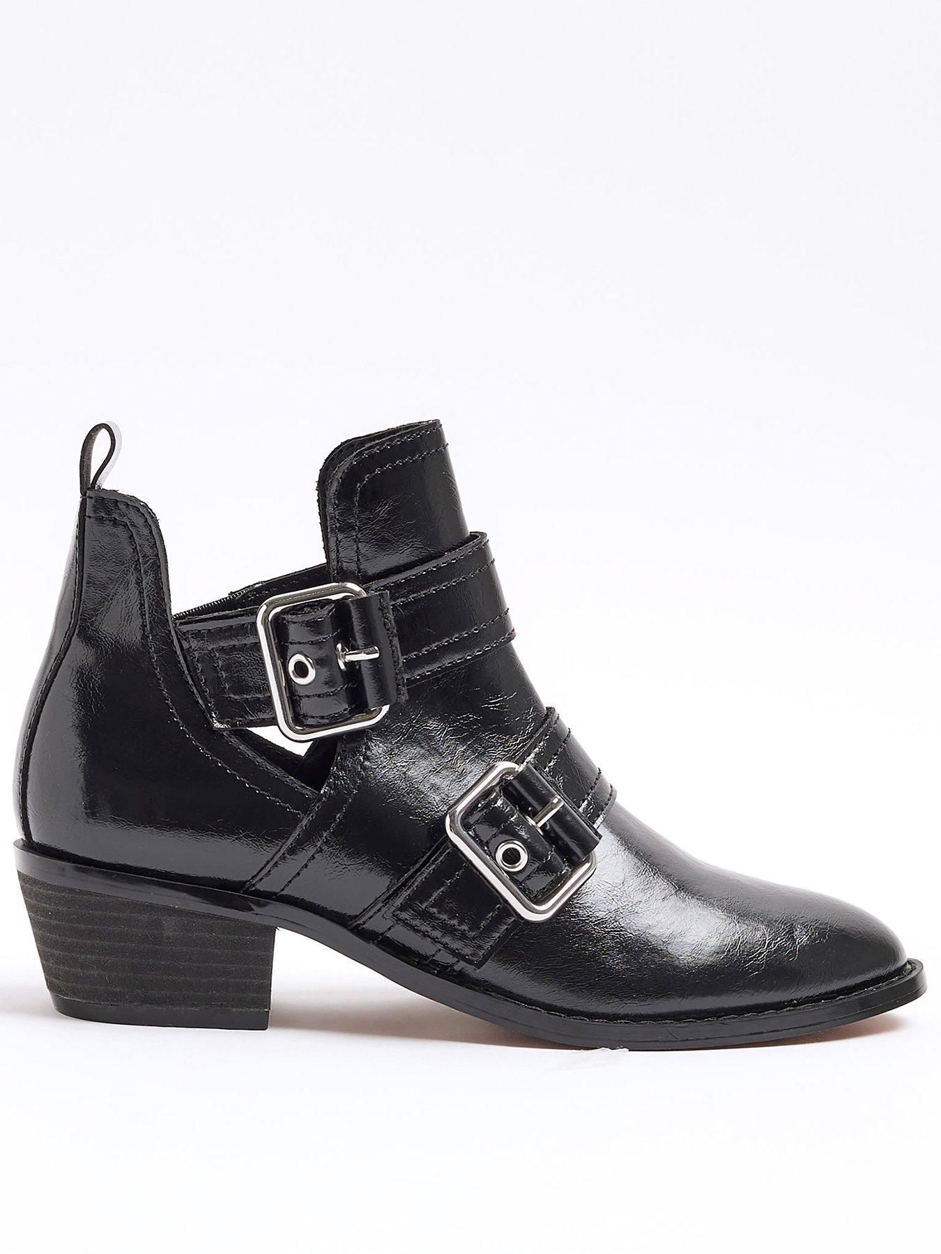 River Island Cut Out Western Boots Black Very