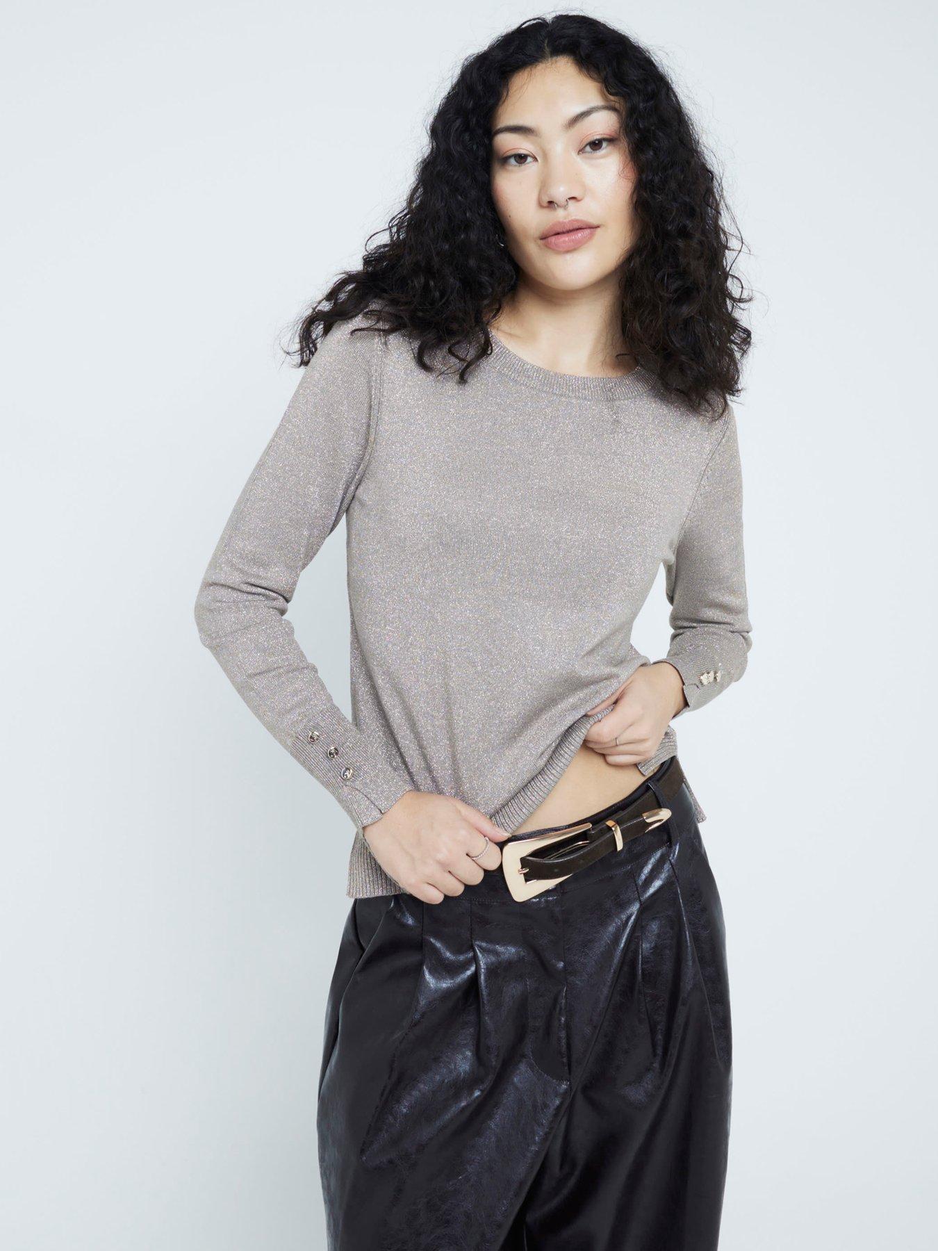 undefined Fine Knit Crew Top - Gold