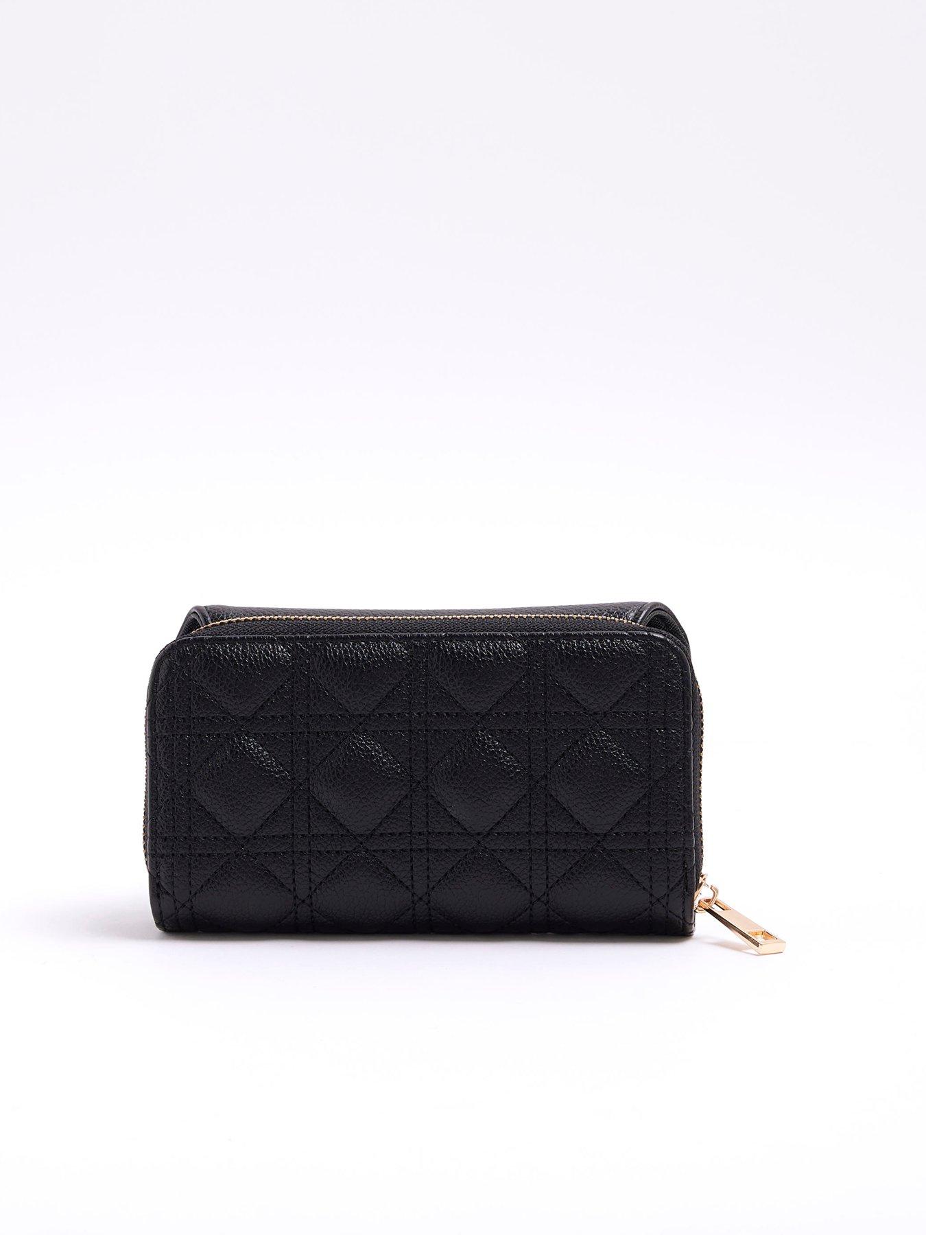 Embossed Zip Around Purse Black