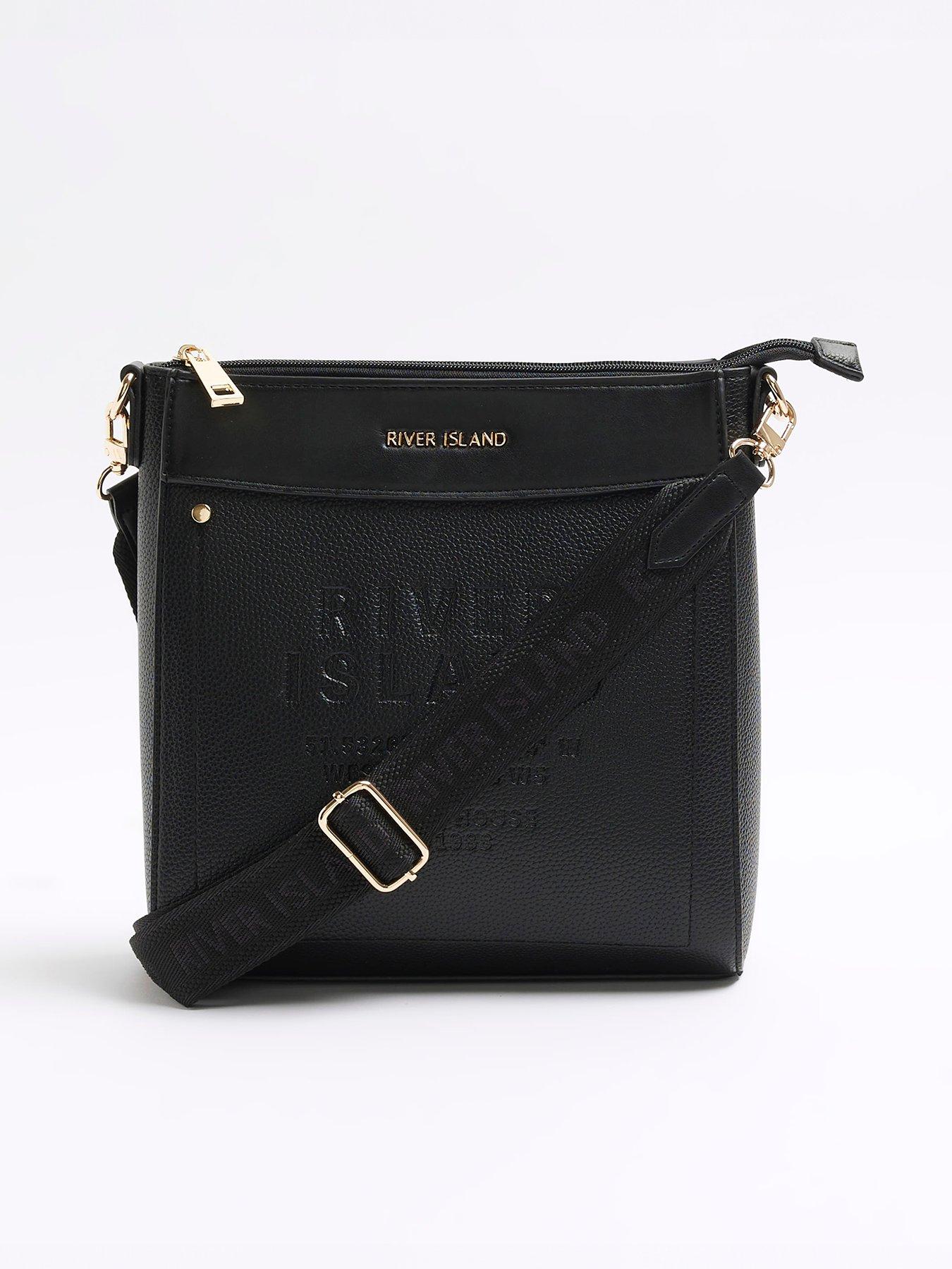 undefined Debossed Messenger Bag - Black
