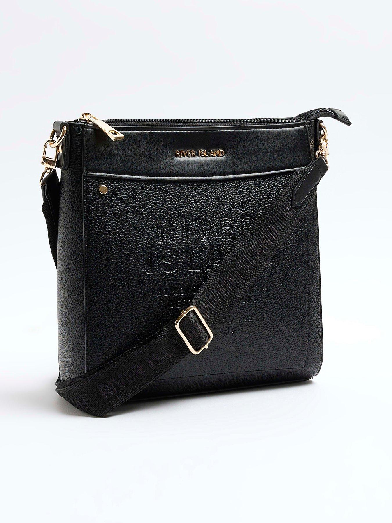 Image 3 of 5 of River Island Debossed Messenger Bag - Black