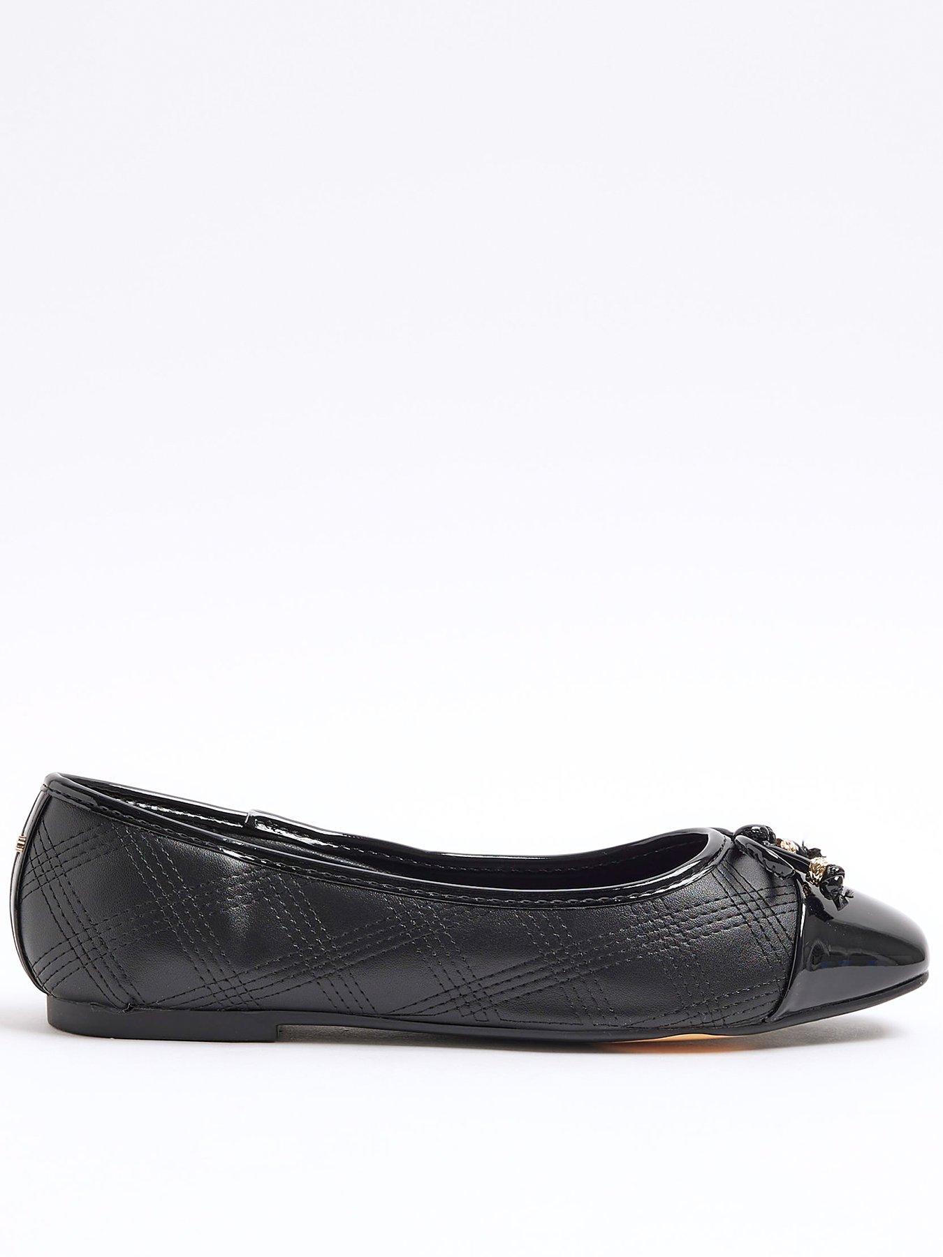 Image 1 of 5 of River Island Knot Toe Cap Ballerina - Black