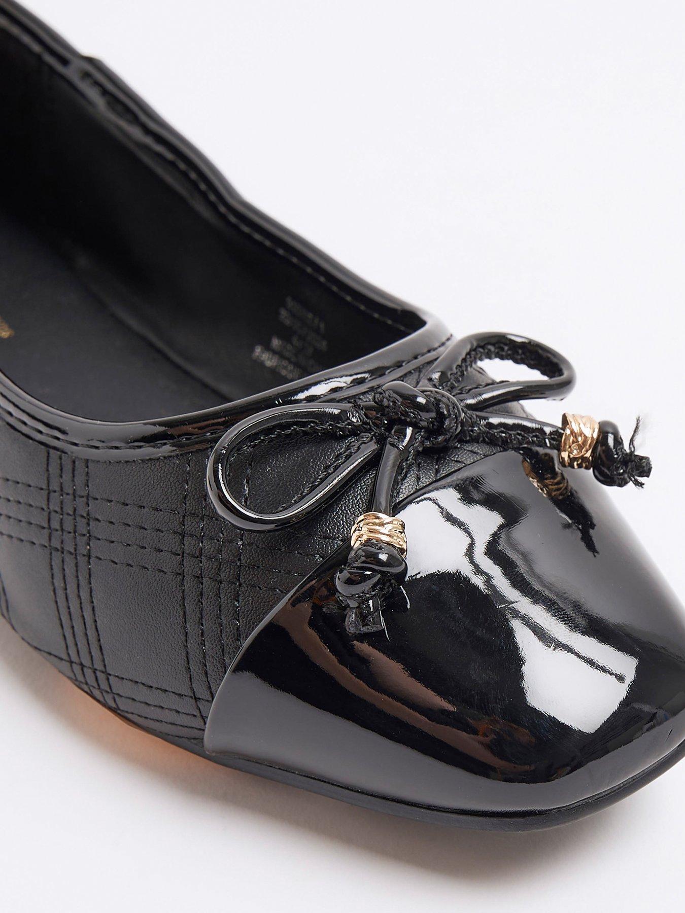 Image 2 of 5 of River Island Knot Toe Cap Ballerina - Black