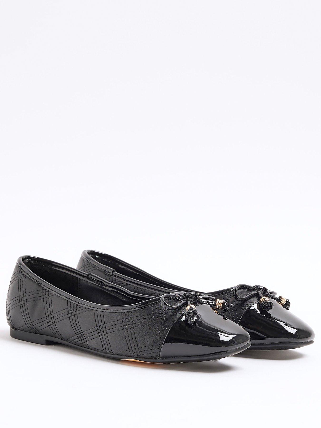 Image 4 of 5 of River Island Knot Toe Cap Ballerina - Black