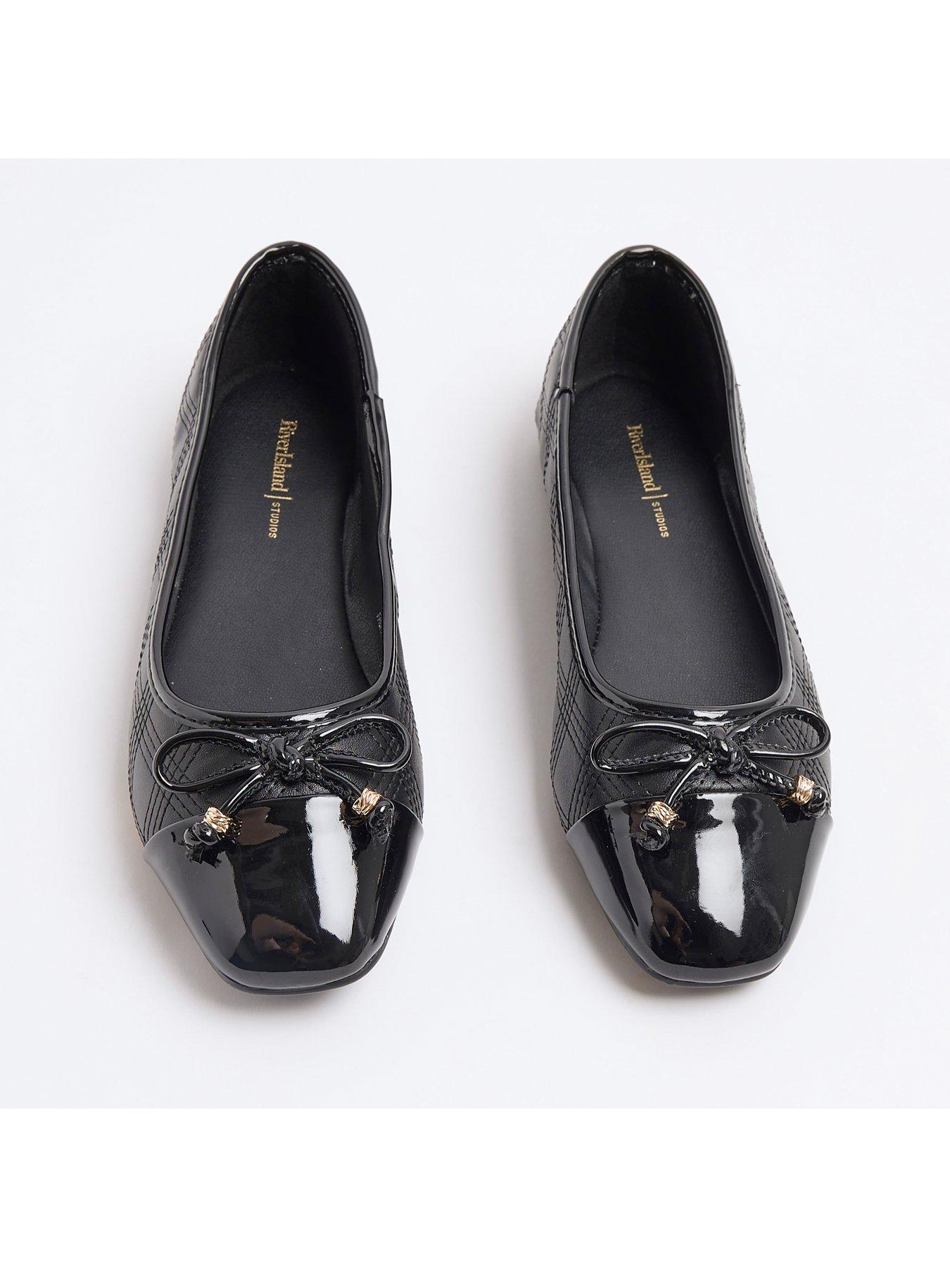 Image 5 of 5 of River Island Knot Toe Cap Ballerina - Black