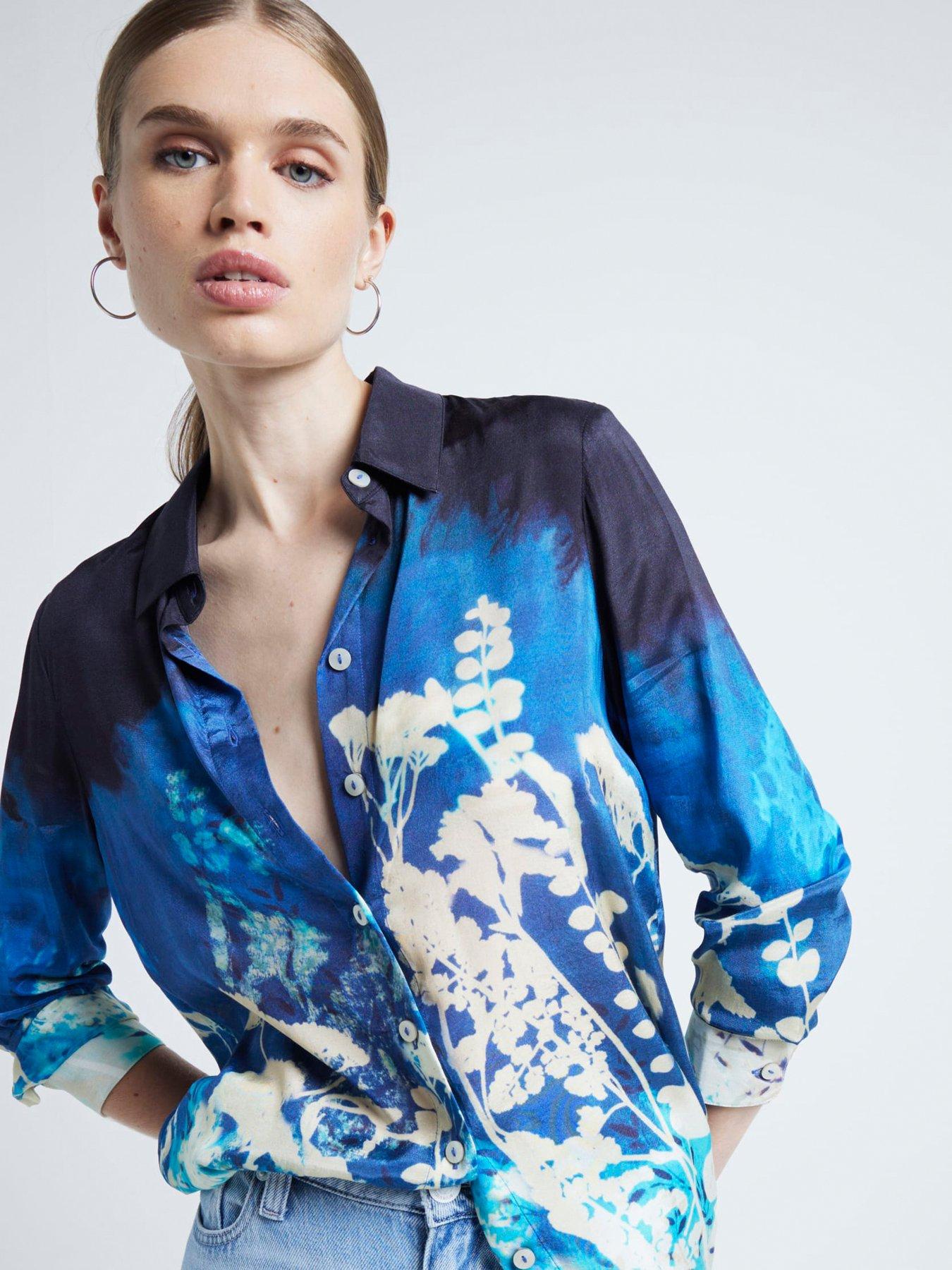 undefined Print Placement Shirt - Blue