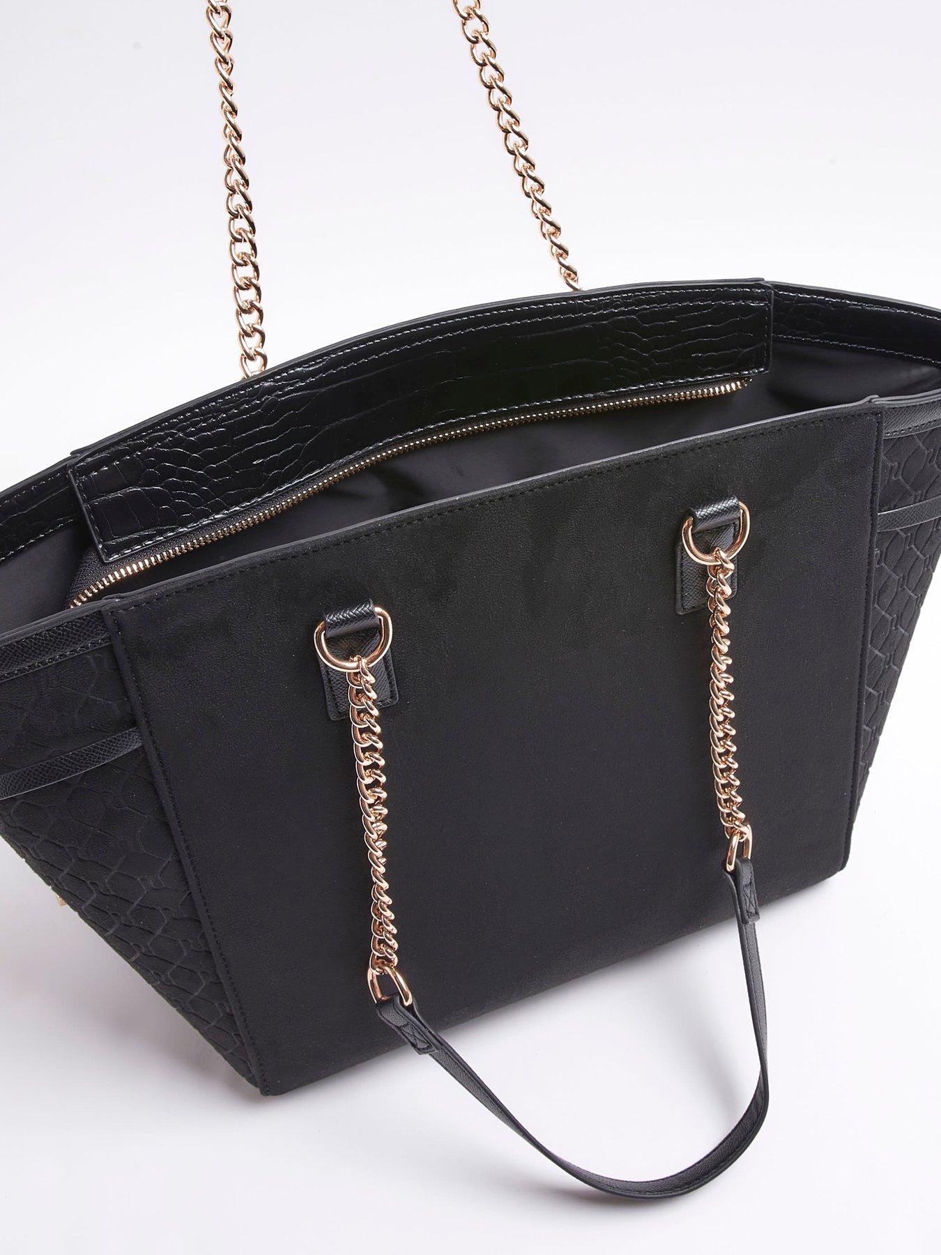 Black winged chain handle tote bag best sale