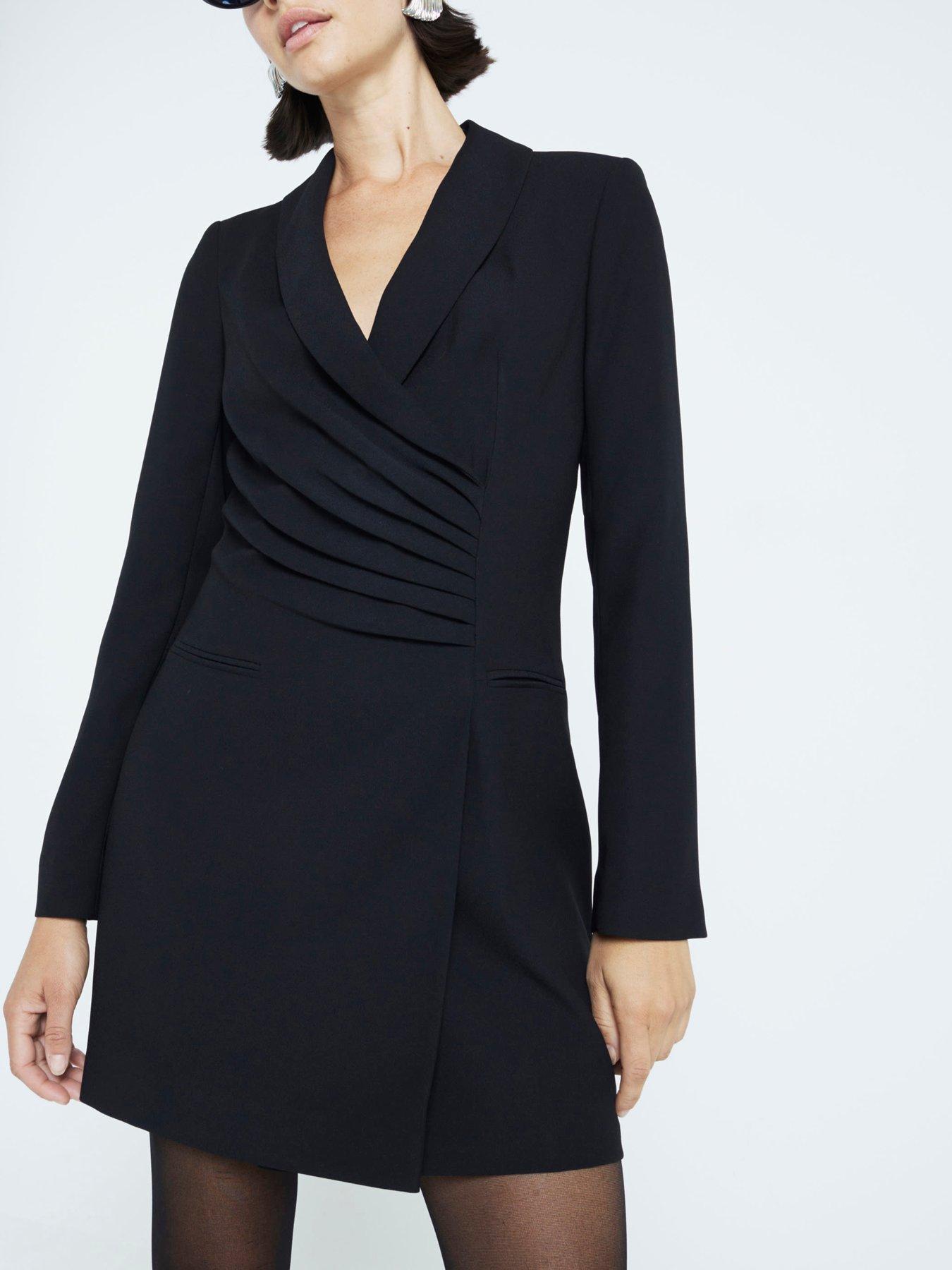 undefined Ruched Blazer Dress - Black