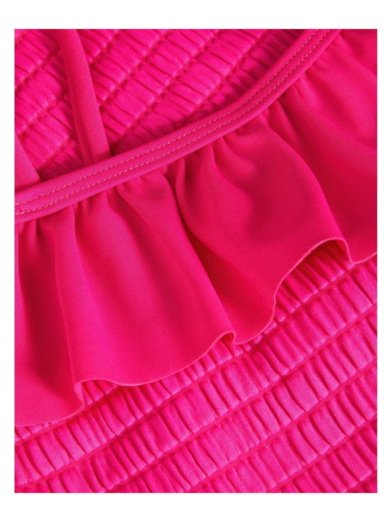 Accessorize Girls Textured Frill Swimsuit - Pink | Very.co.uk